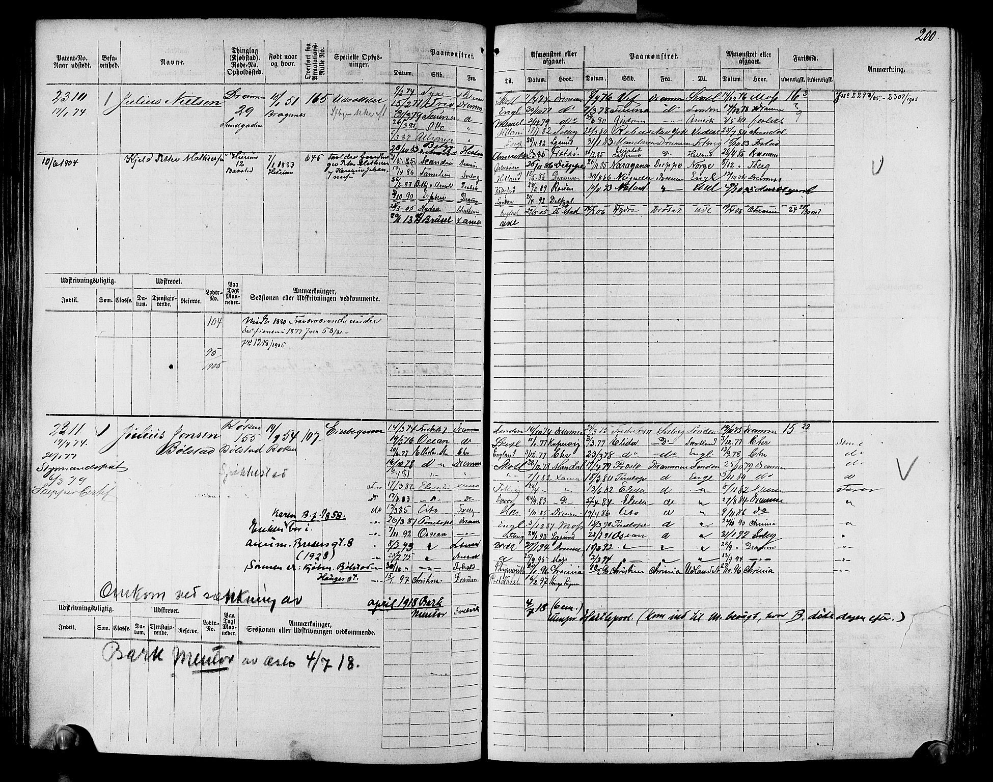 Drammen innrulleringsdistrikt, SAKO/A-781/F/Fc/L0003: Hovedrulle, 1871, p. 201