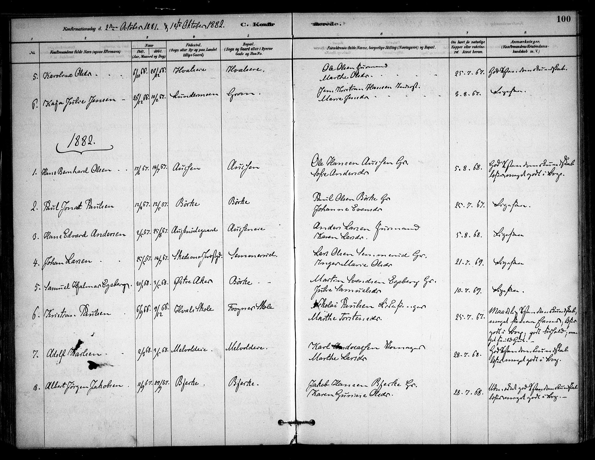 Sørum prestekontor Kirkebøker, AV/SAO-A-10303/F/Fb/L0001: Parish register (official) no. II 1, 1878-1915, p. 100