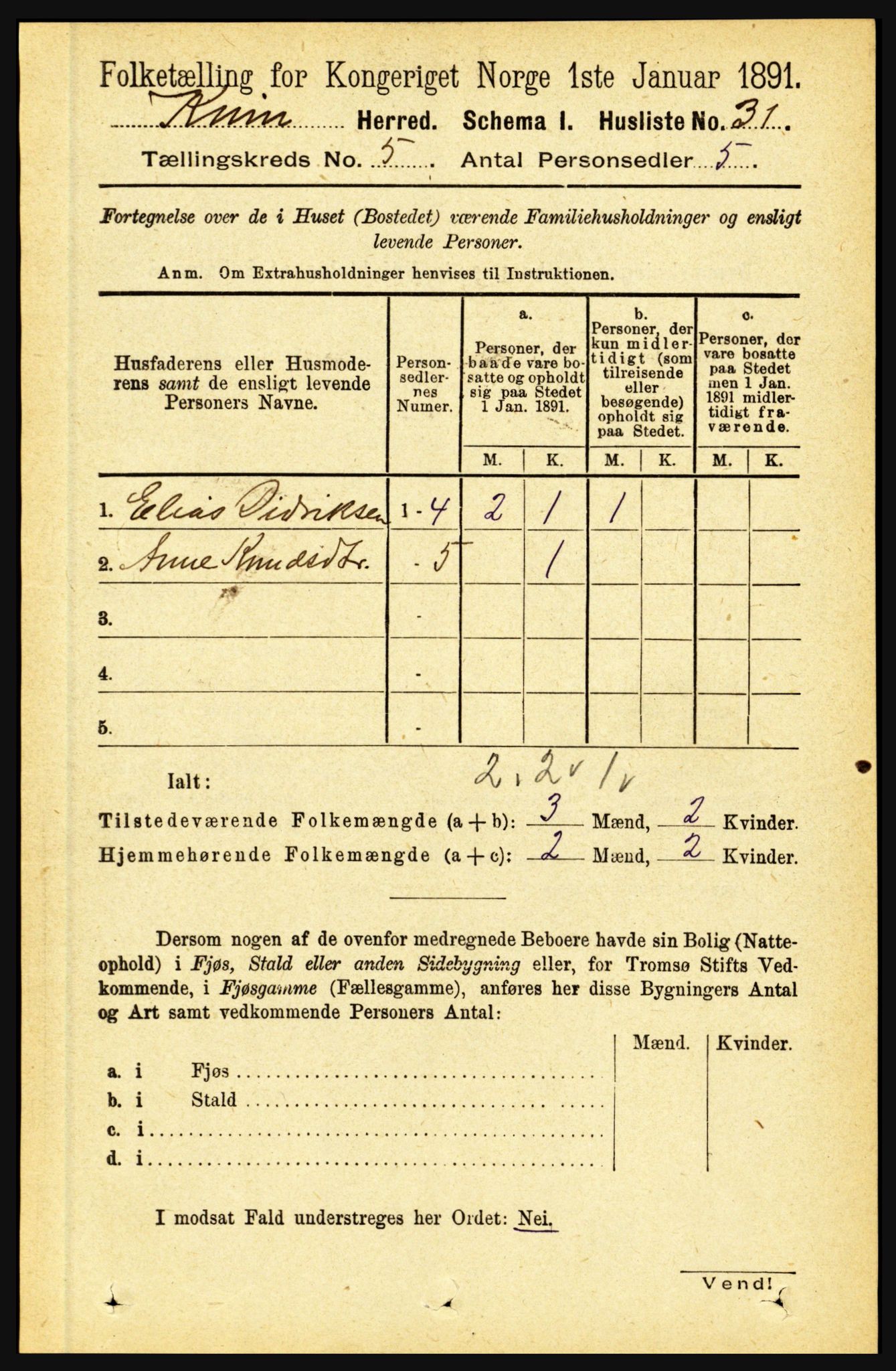 RA, 1891 census for 1437 Kinn, 1891, p. 1770