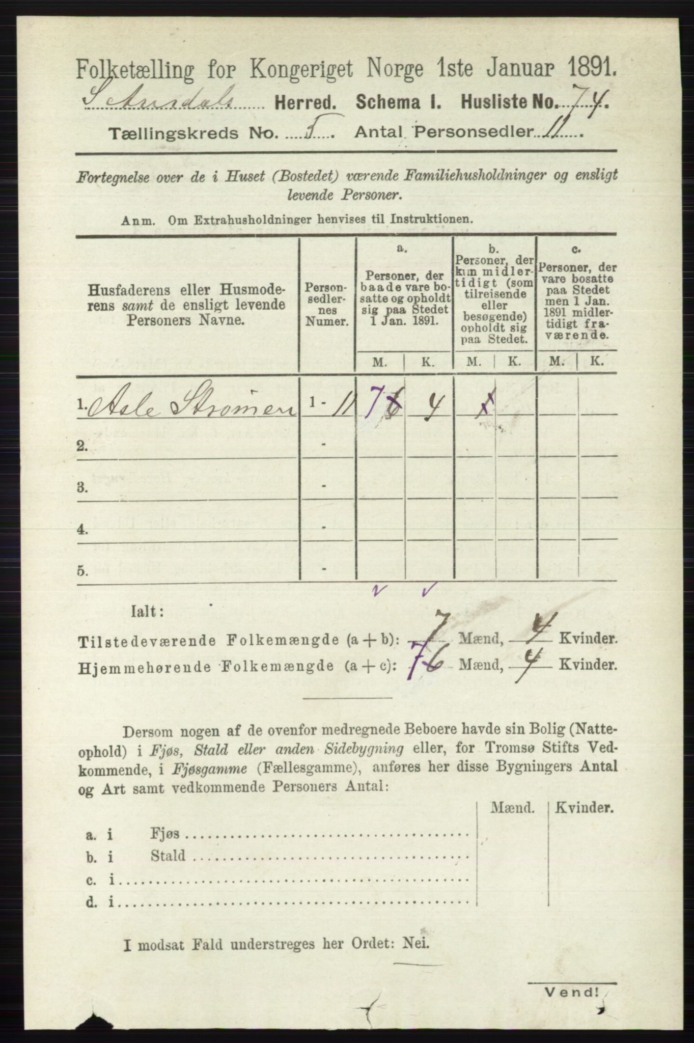 RA, 1891 census for 0540 Sør-Aurdal, 1891, p. 3147