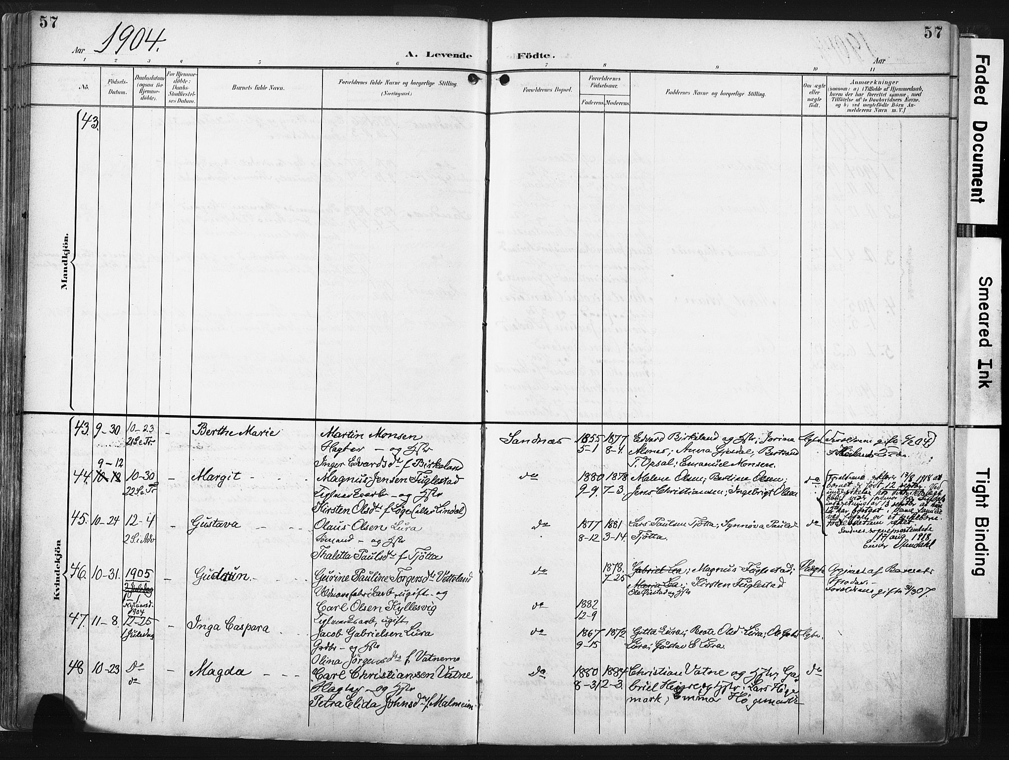 Høyland sokneprestkontor, SAST/A-101799/001/30BA/L0016: Parish register (official) no. A 16, 1899-1911, p. 57