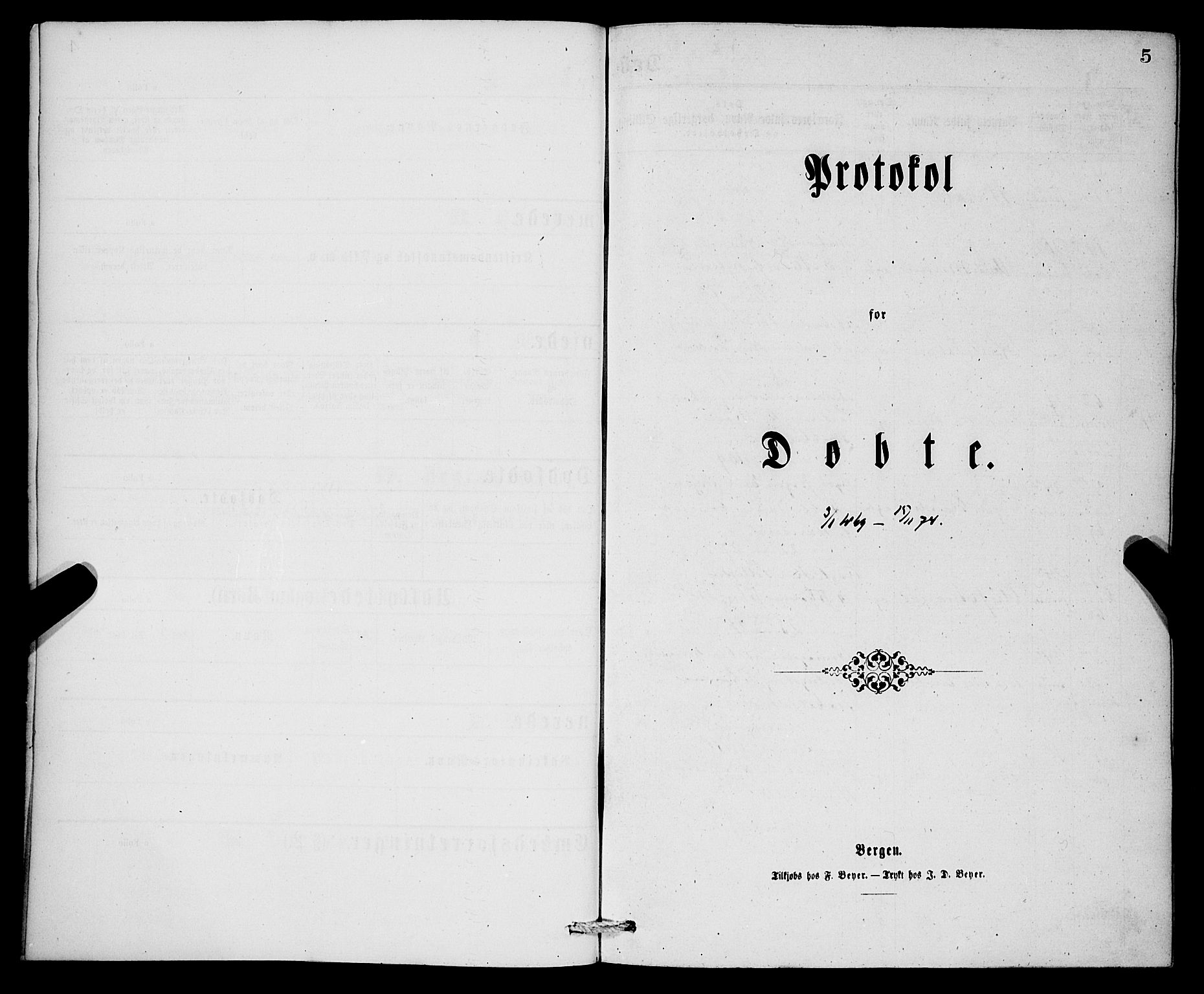 Korskirken sokneprestembete, AV/SAB-A-76101/H/Hab: Parish register (copy) no. B 6, 1869-1874, p. 5