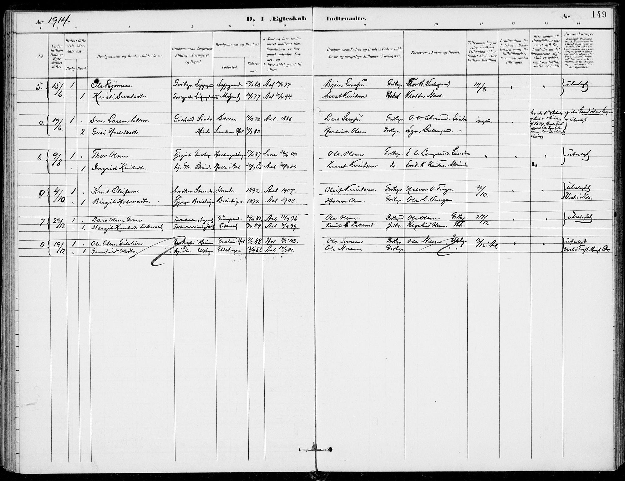 Ål kirkebøker, AV/SAKO-A-249/F/Fa/L0009: Parish register (official) no. I 9, 1897-1915, p. 149