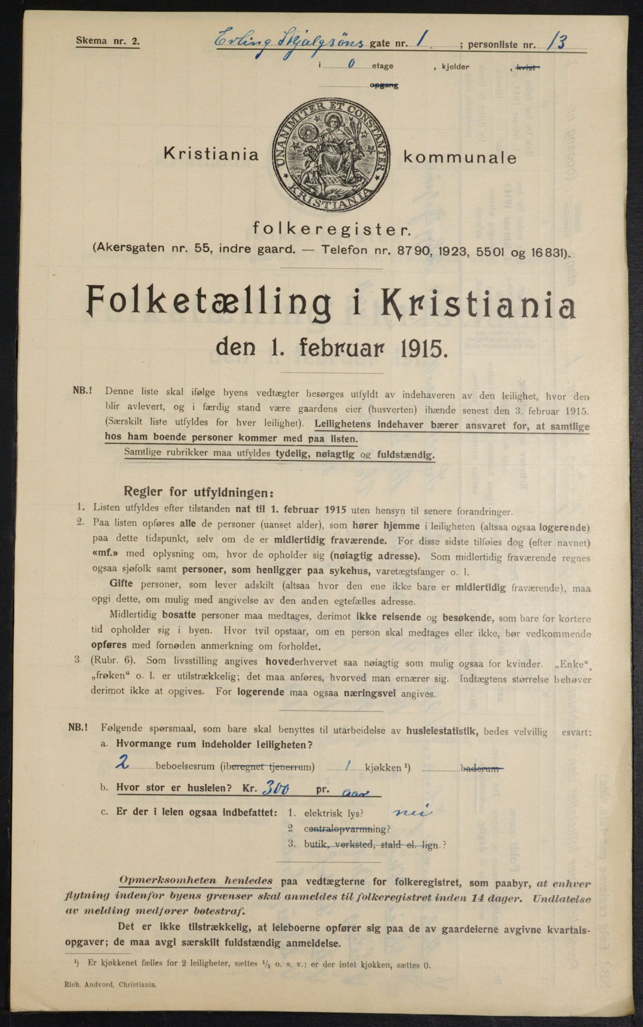 OBA, Municipal Census 1915 for Kristiania, 1915, p. 21592