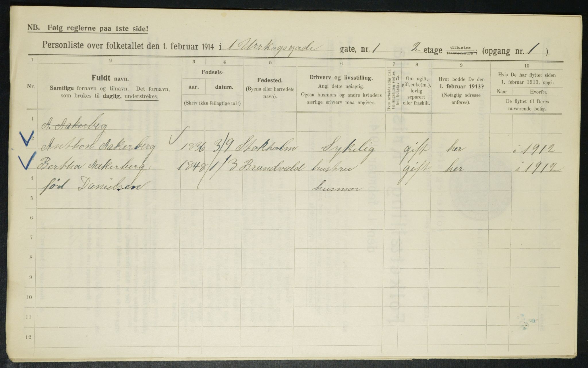 OBA, Municipal Census 1914 for Kristiania, 1914, p. 2545