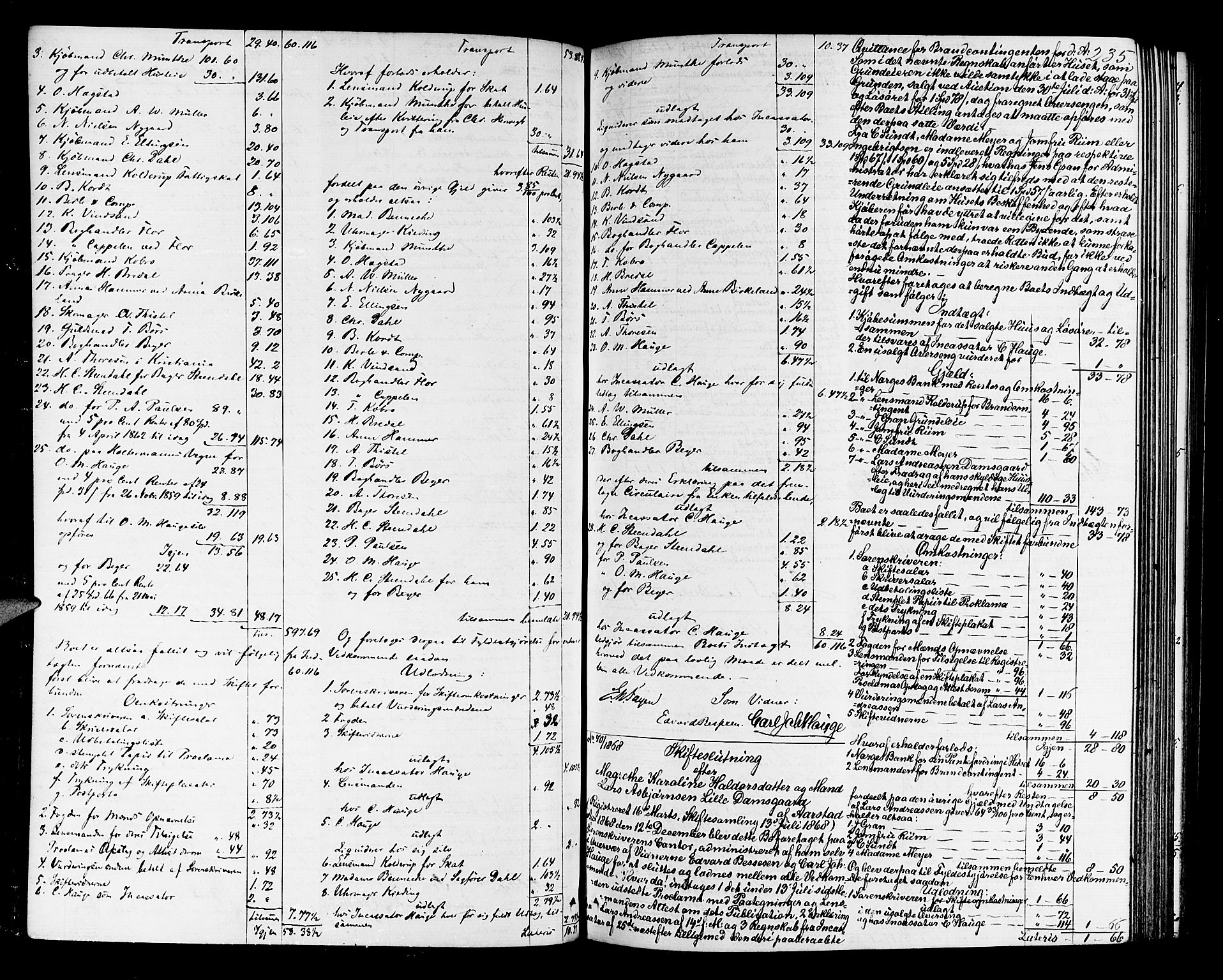 Midhordland sorenskriveri, AV/SAB-A-3001/1/H/Hd/L0004: Skifteutlodningsprotokoll, 1863-1878, p. 234b-235a