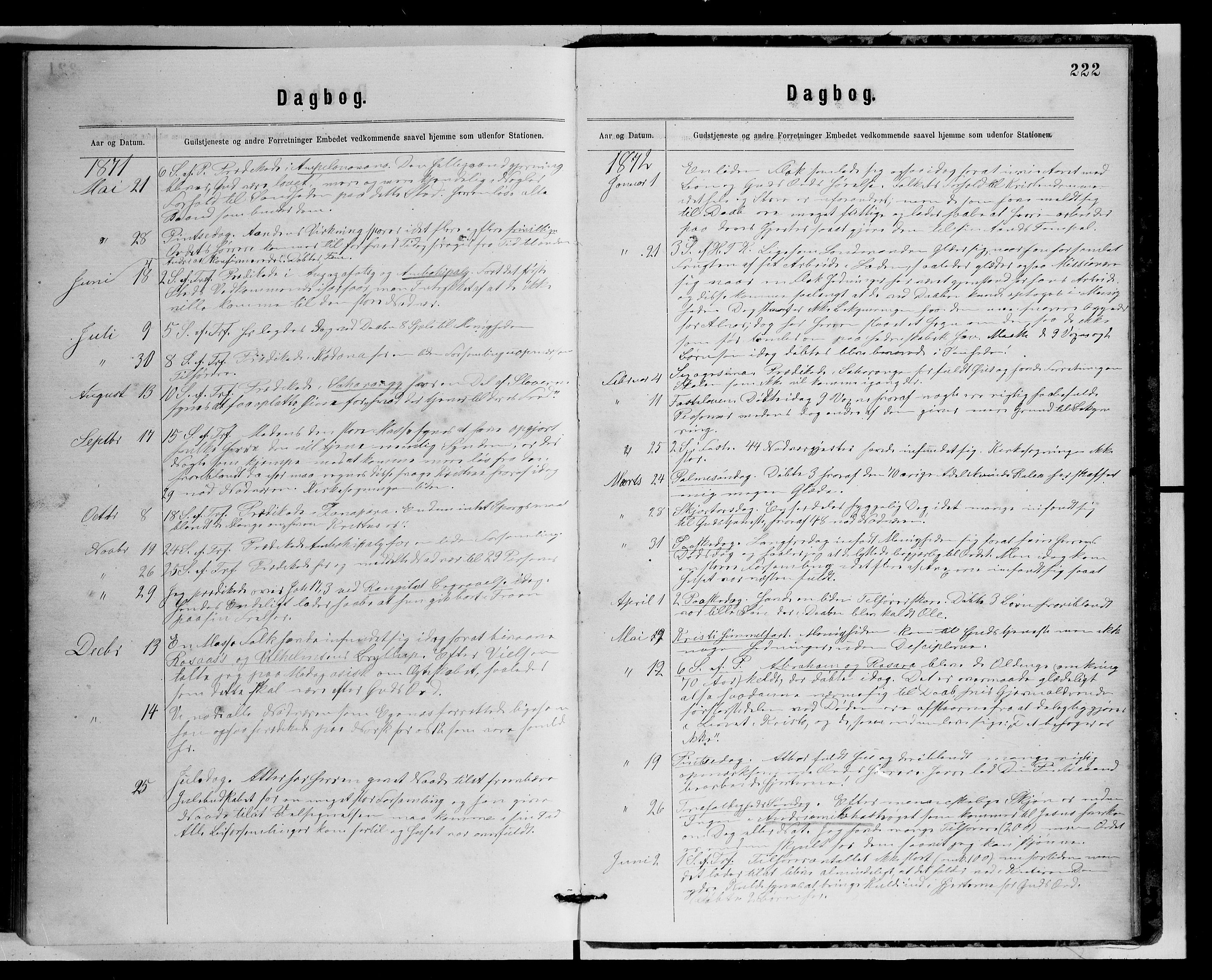 Archives FLM/NMS, Madagaskar, VID/MA-A-1163/D/Db/L0269: Parish register (official) no. 1, 1867-1884, p. 222