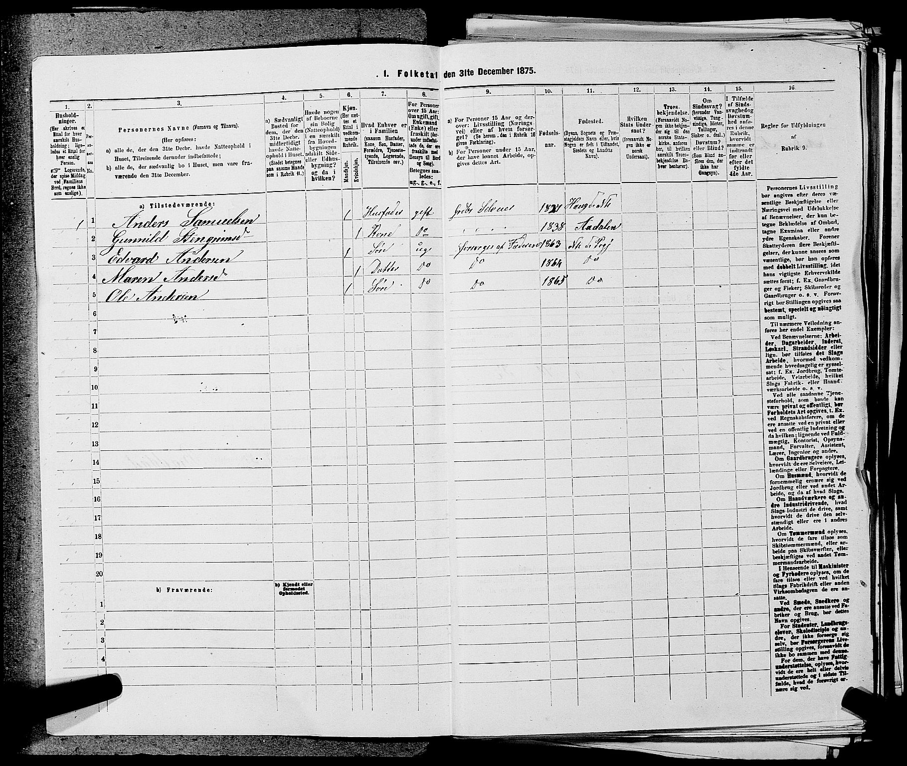 SAKO, 1875 census for 0613L Norderhov/Norderhov, Haug og Lunder, 1875, p. 752