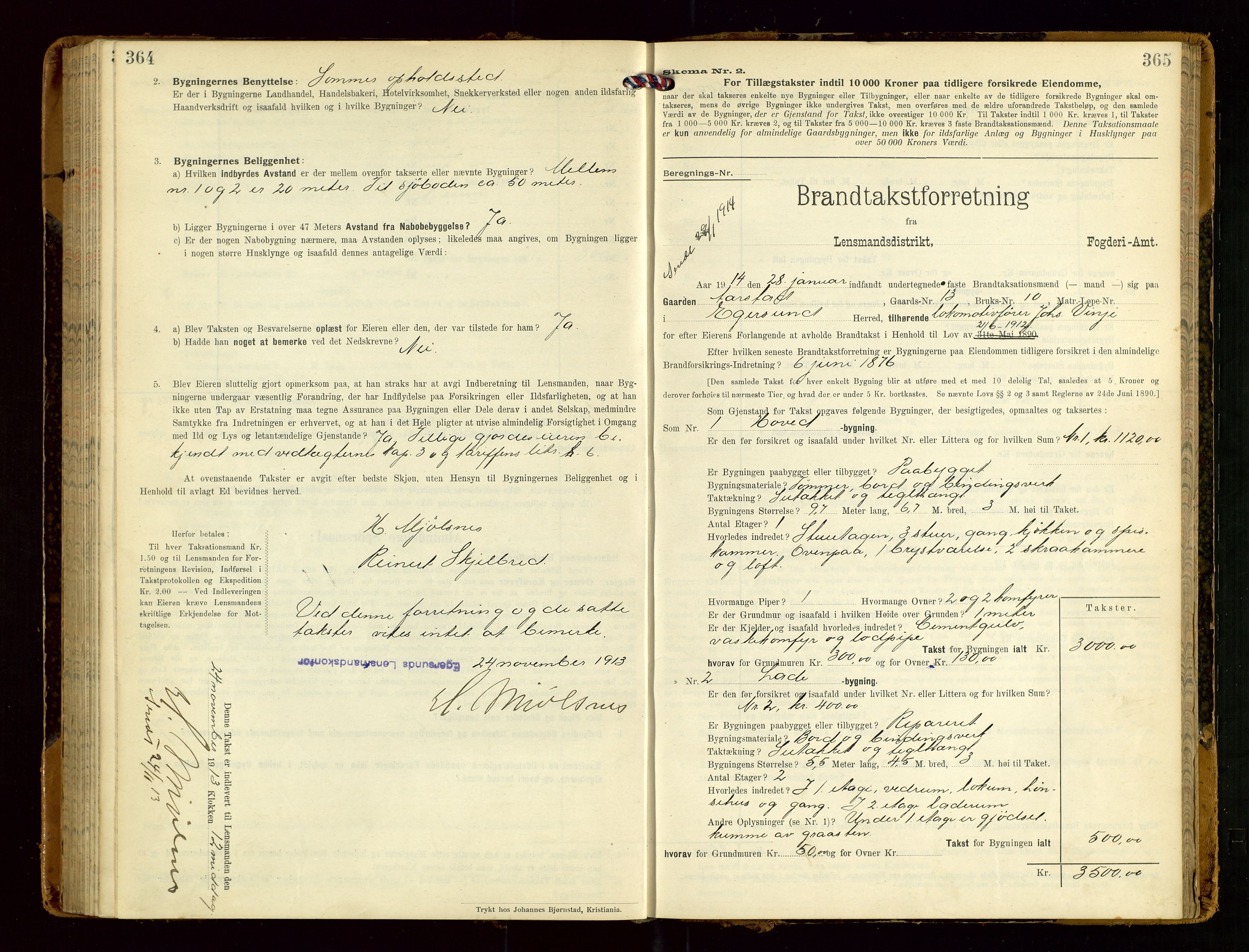 Eigersund lensmannskontor, SAST/A-100171/Gob/L0002: "Brandtakstprotokol", 1910-1916, p. 364-365