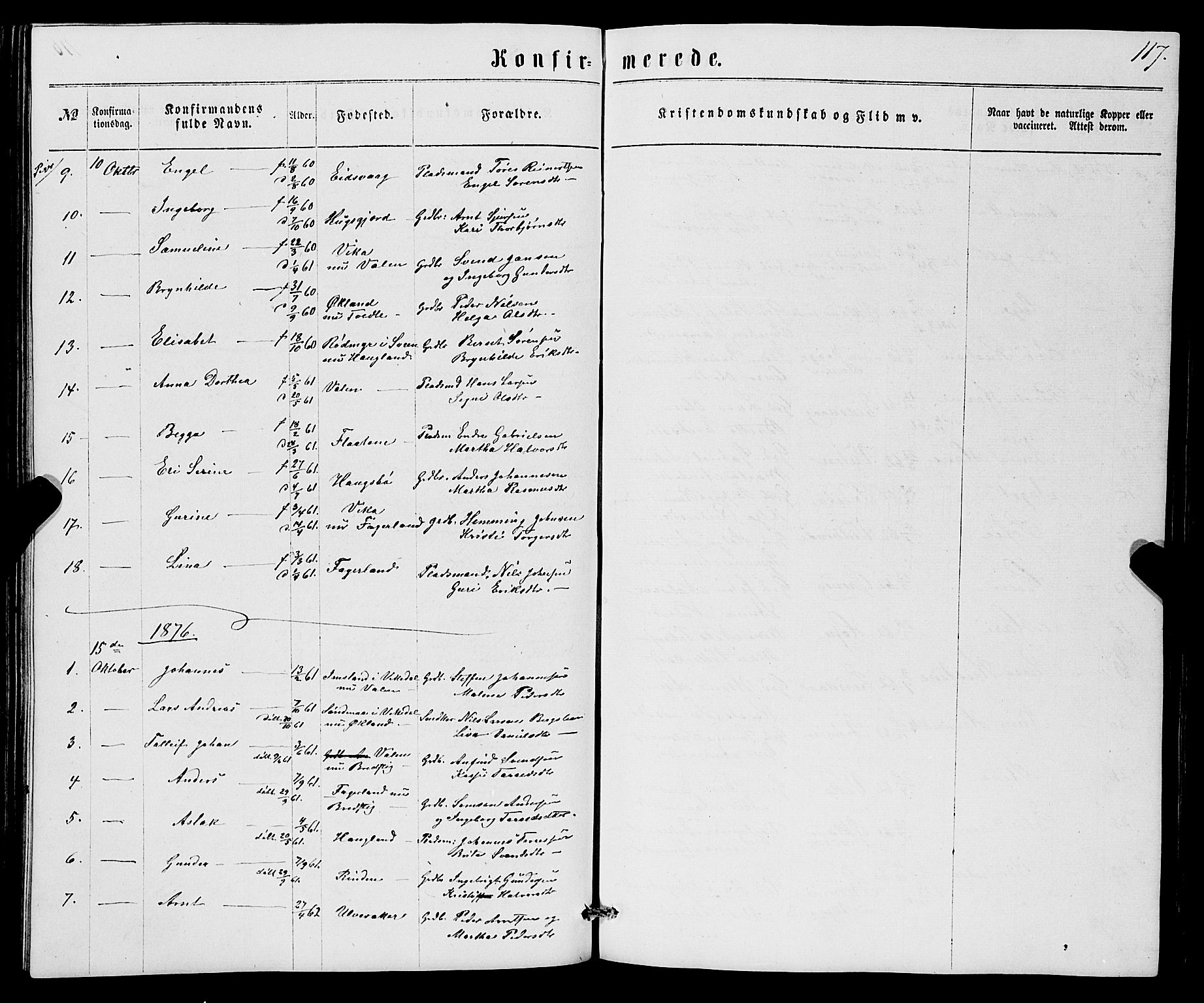 Sveio Sokneprestembete, SAB/A-78501/H/Hab: Parish register (copy) no. B 1, 1864-1886, p. 117