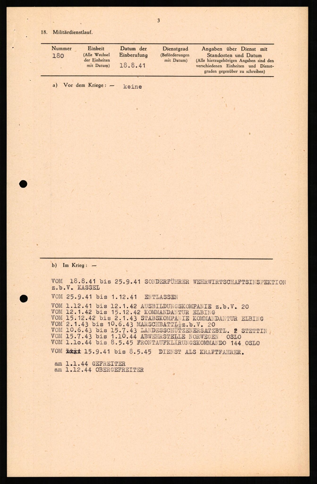 Forsvaret, Forsvarets overkommando II, RA/RAFA-3915/D/Db/L0014: CI Questionaires. Tyske okkupasjonsstyrker i Norge. Tyskere., 1945-1946, p. 245