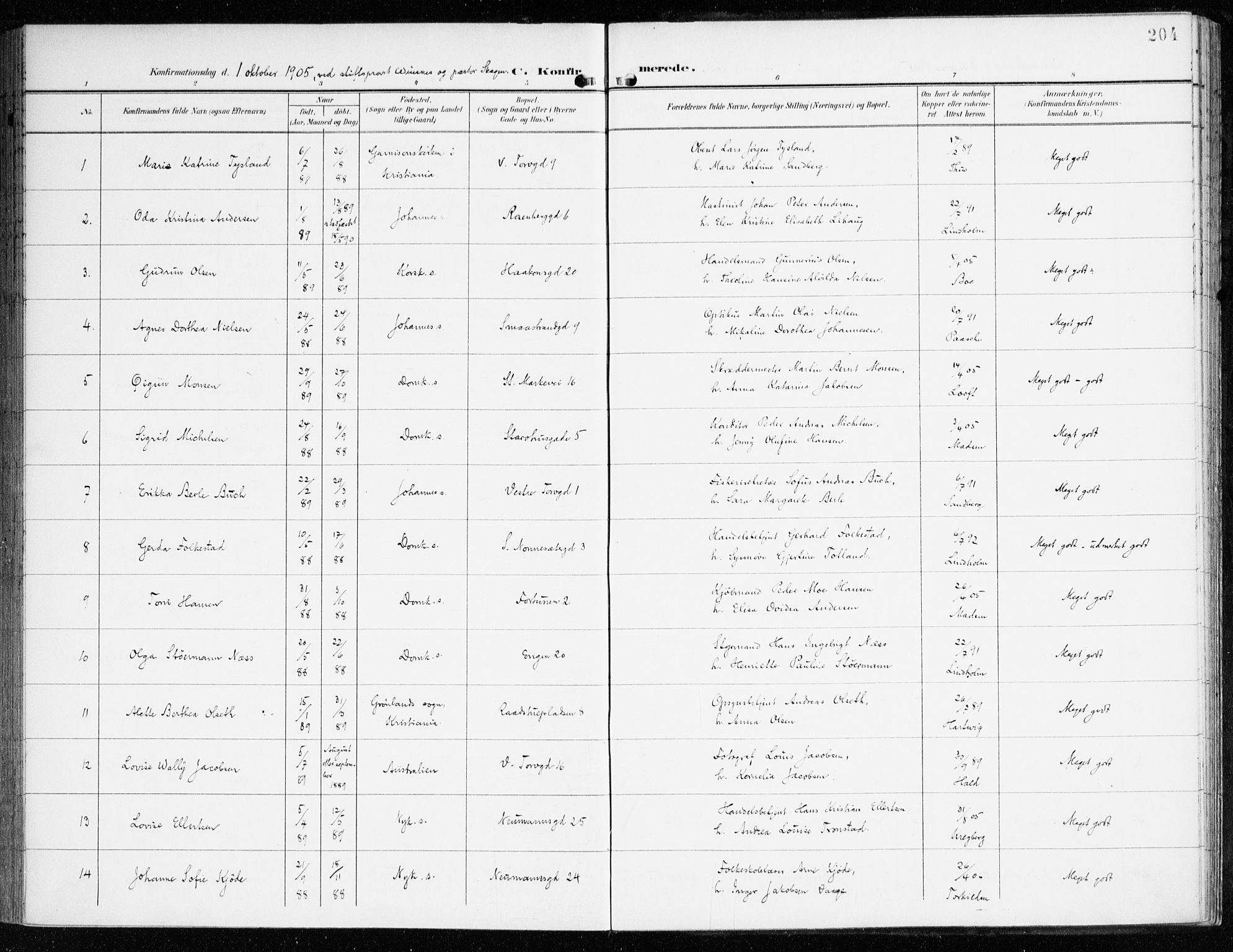 Domkirken sokneprestembete, AV/SAB-A-74801/H/Haa/L0031: Parish register (official) no. C 6, 1898-1915, p. 204