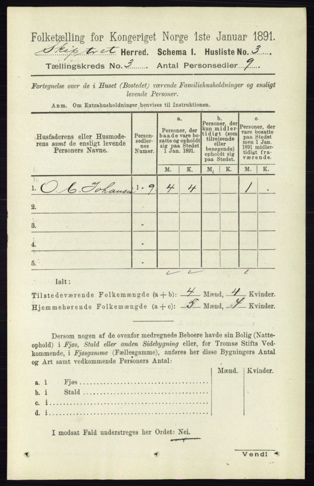 RA, 1891 census for 0127 Skiptvet, 1891, p. 1133