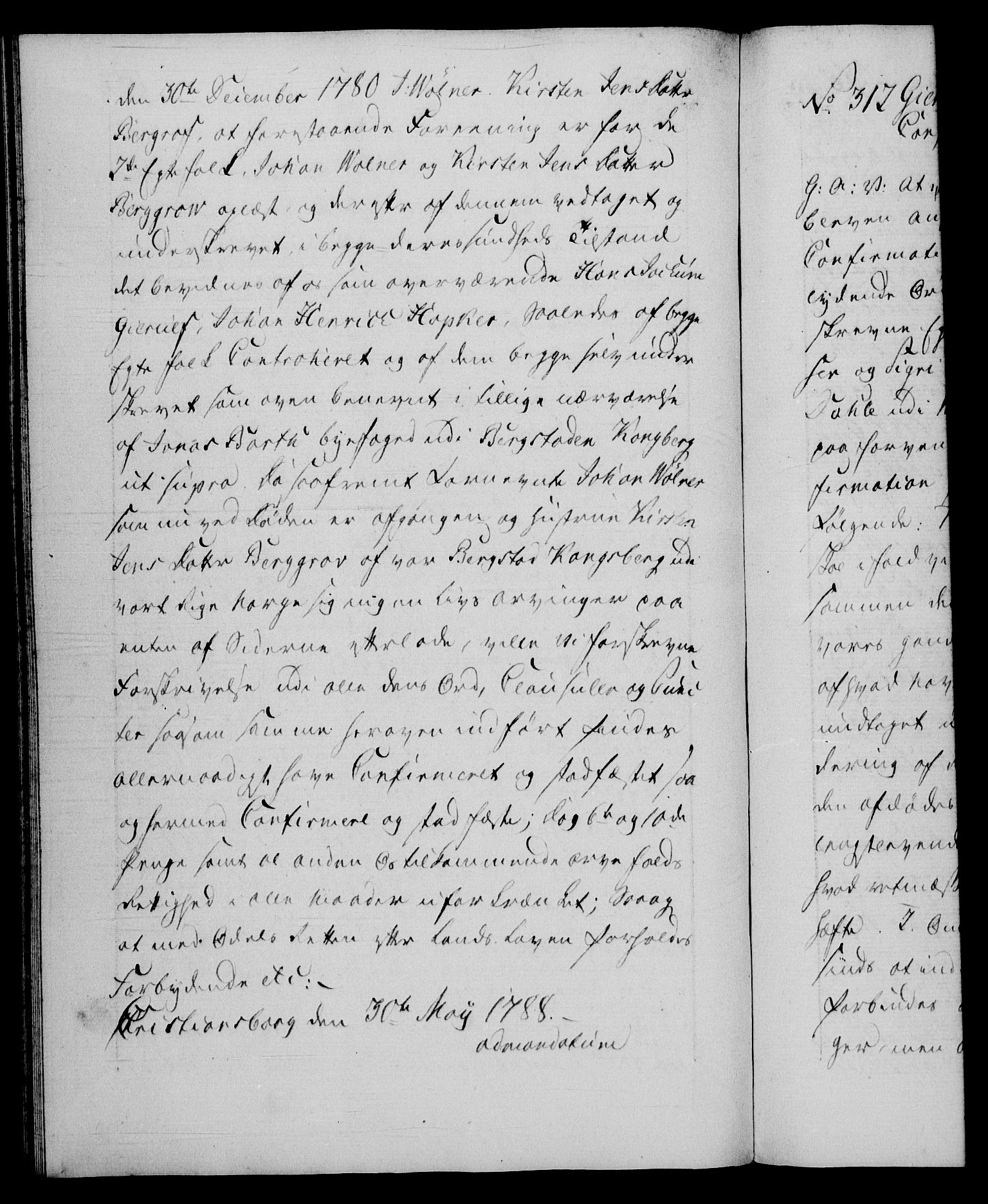 Danske Kanselli 1572-1799, AV/RA-EA-3023/F/Fc/Fca/Fcaa/L0052: Norske registre, 1788-1789, p. 167b