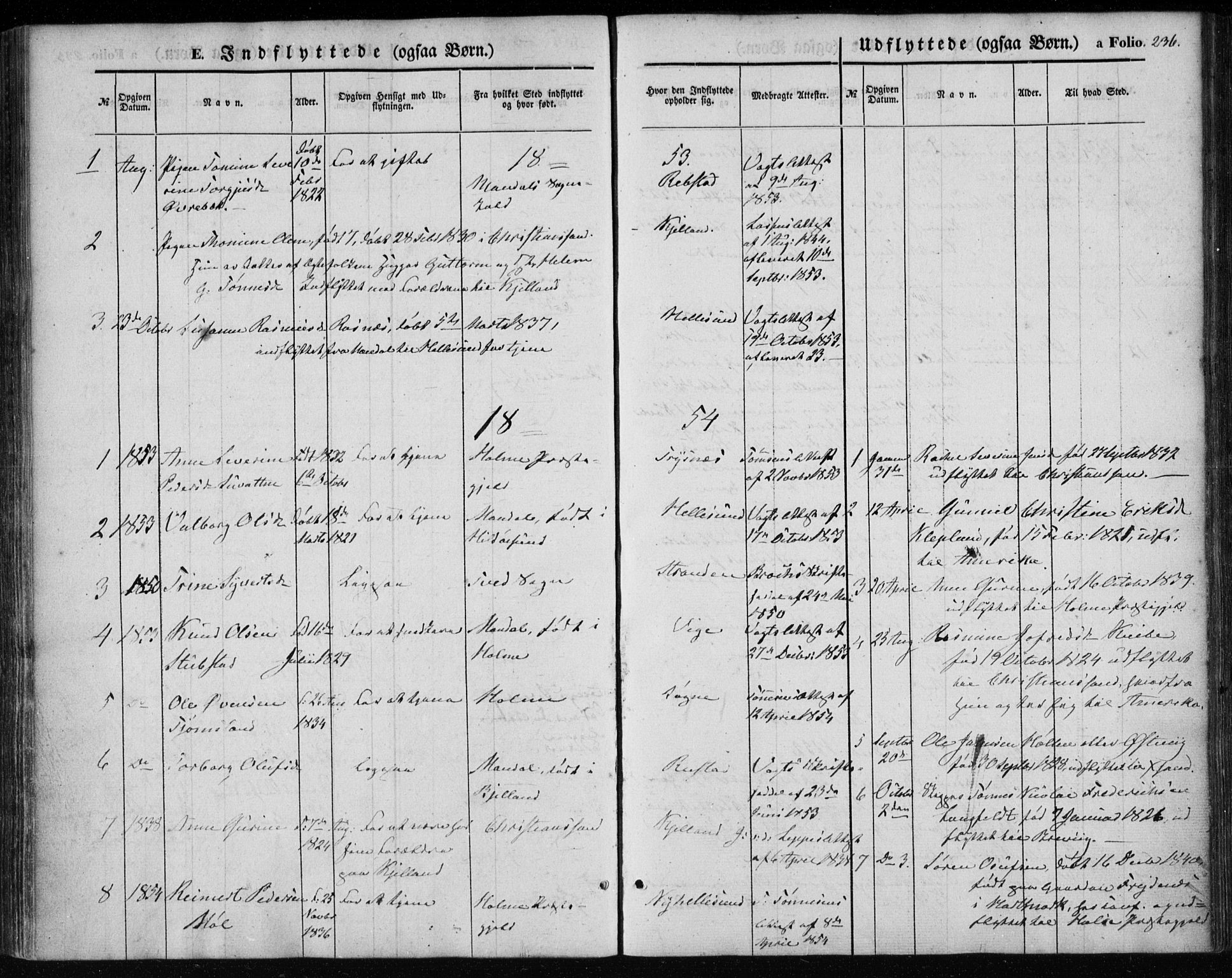 Søgne sokneprestkontor, SAK/1111-0037/F/Fa/Fab/L0010: Parish register (official) no. A 10, 1853-1869, p. 236