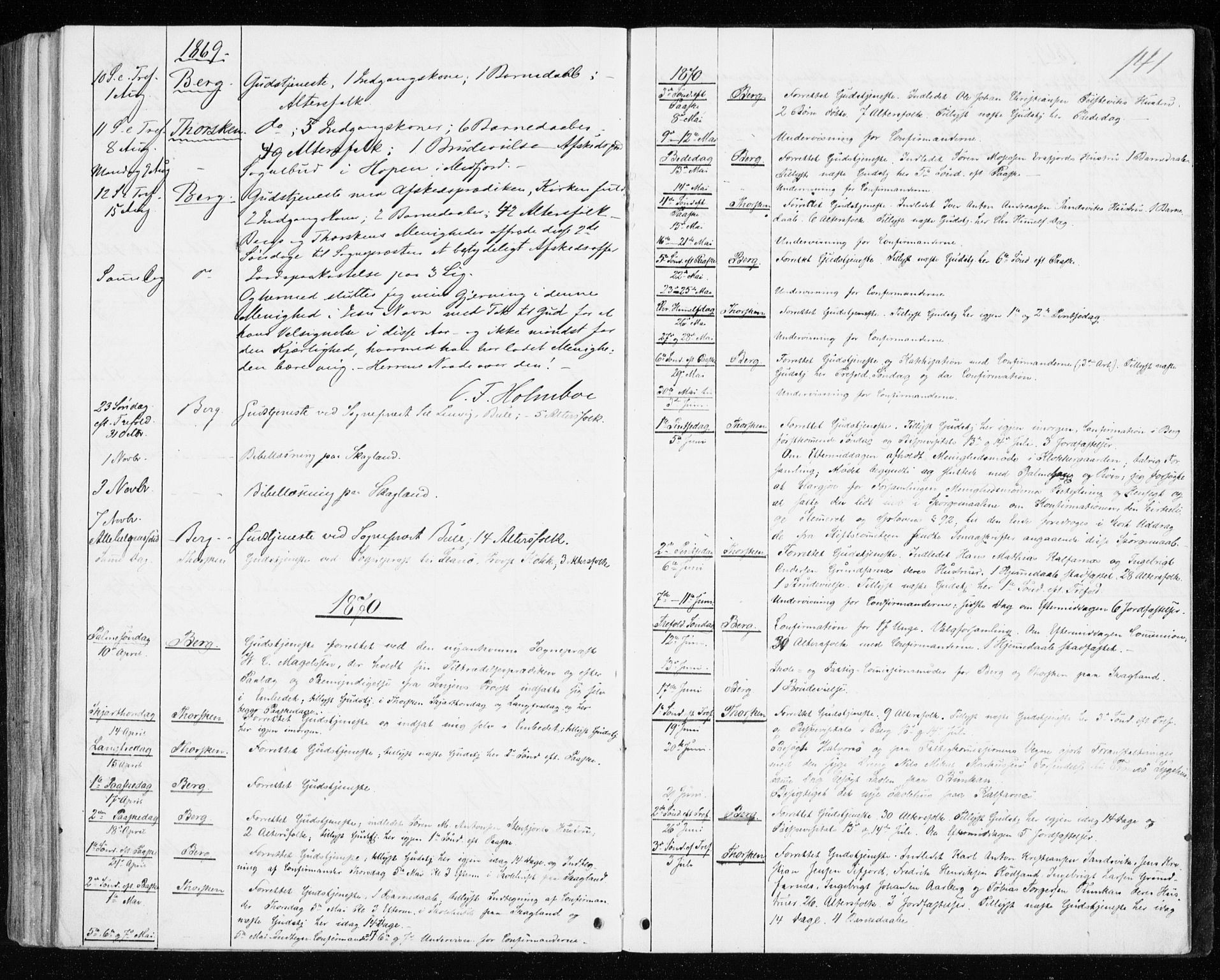 Berg sokneprestkontor, SATØ/S-1318/G/Ga/Gaa/L0002kirke: Parish register (official) no. 2, 1860-1872, p. 141