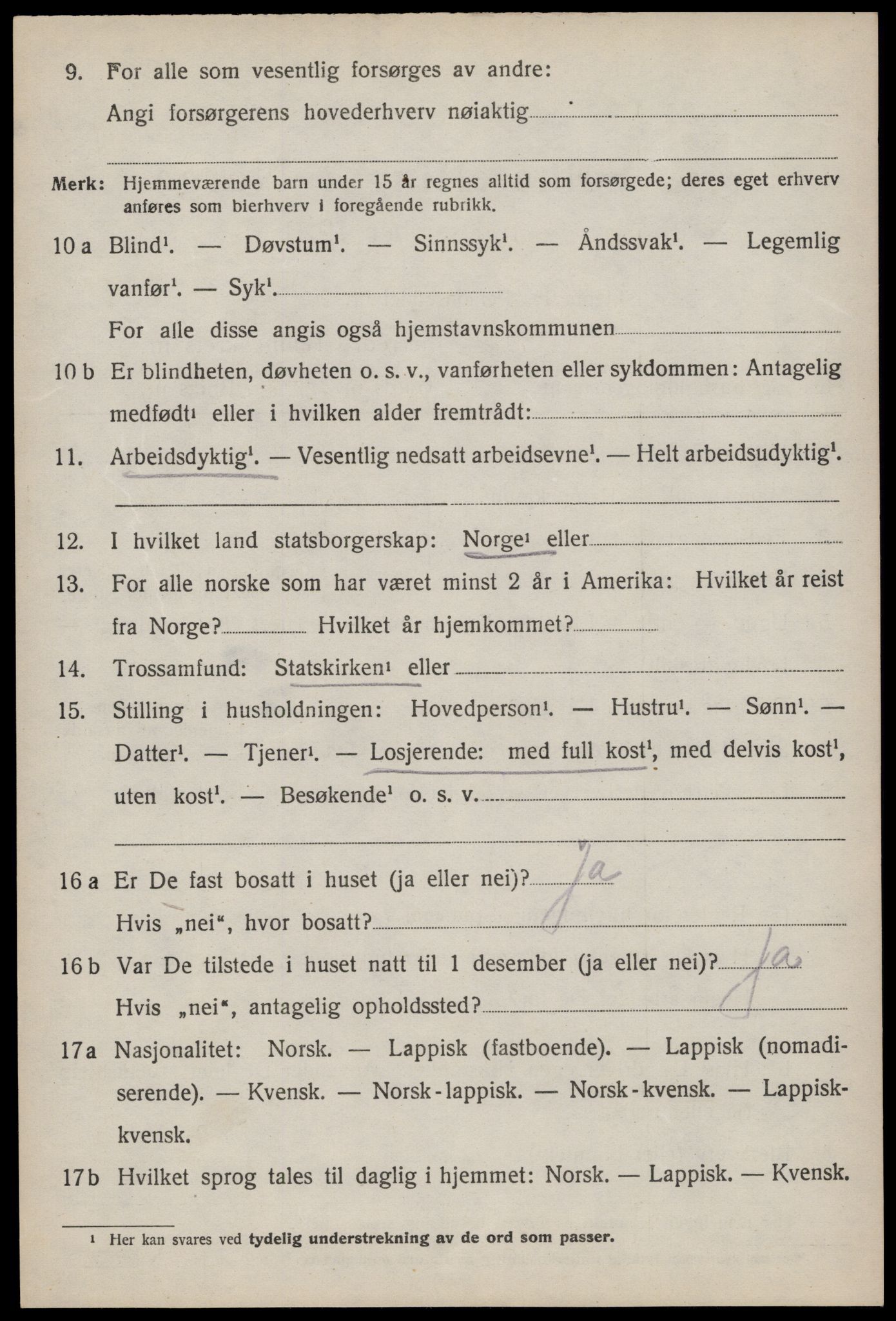 SAT, 1920 census for Fauske, 1920, p. 6627