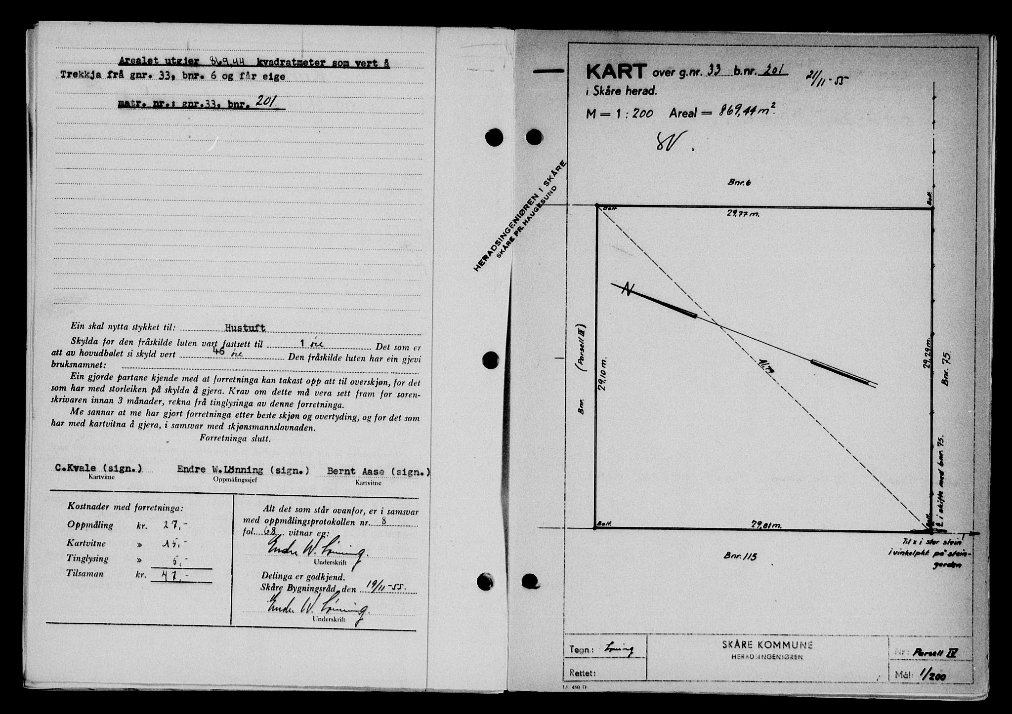 Karmsund sorenskriveri, SAST/A-100311/01/II/IIB/L0117: Mortgage book no. 97Aa, 1955-1955, Diary no: : 3704/1955