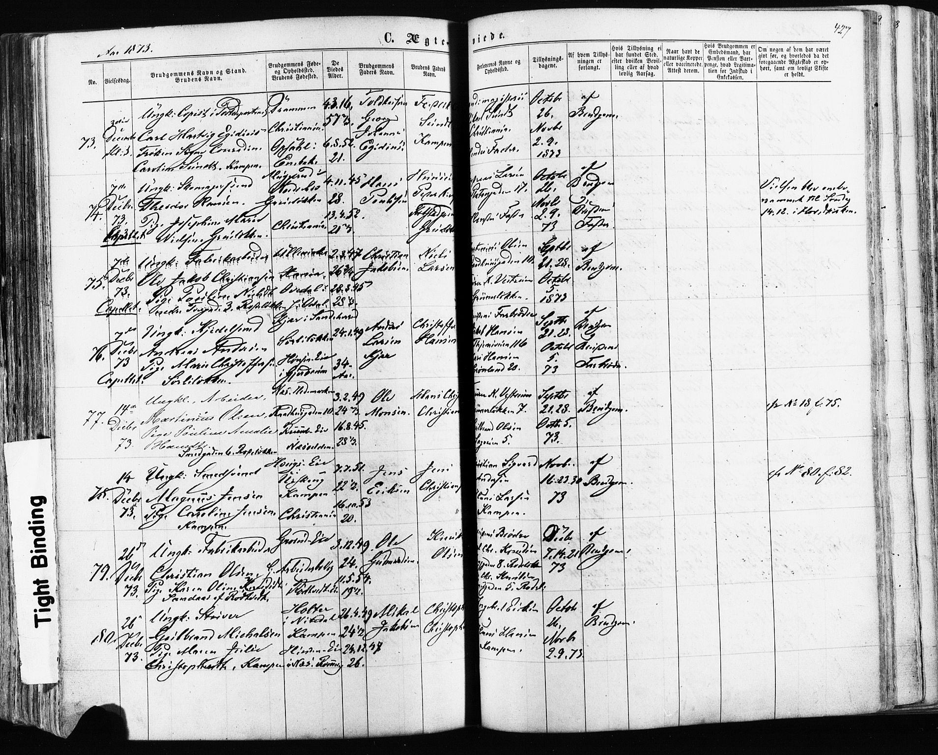 Østre Aker prestekontor Kirkebøker, AV/SAO-A-10840/F/Fa/L0003: Parish register (official) no. I 3, 1869-1875, p. 427