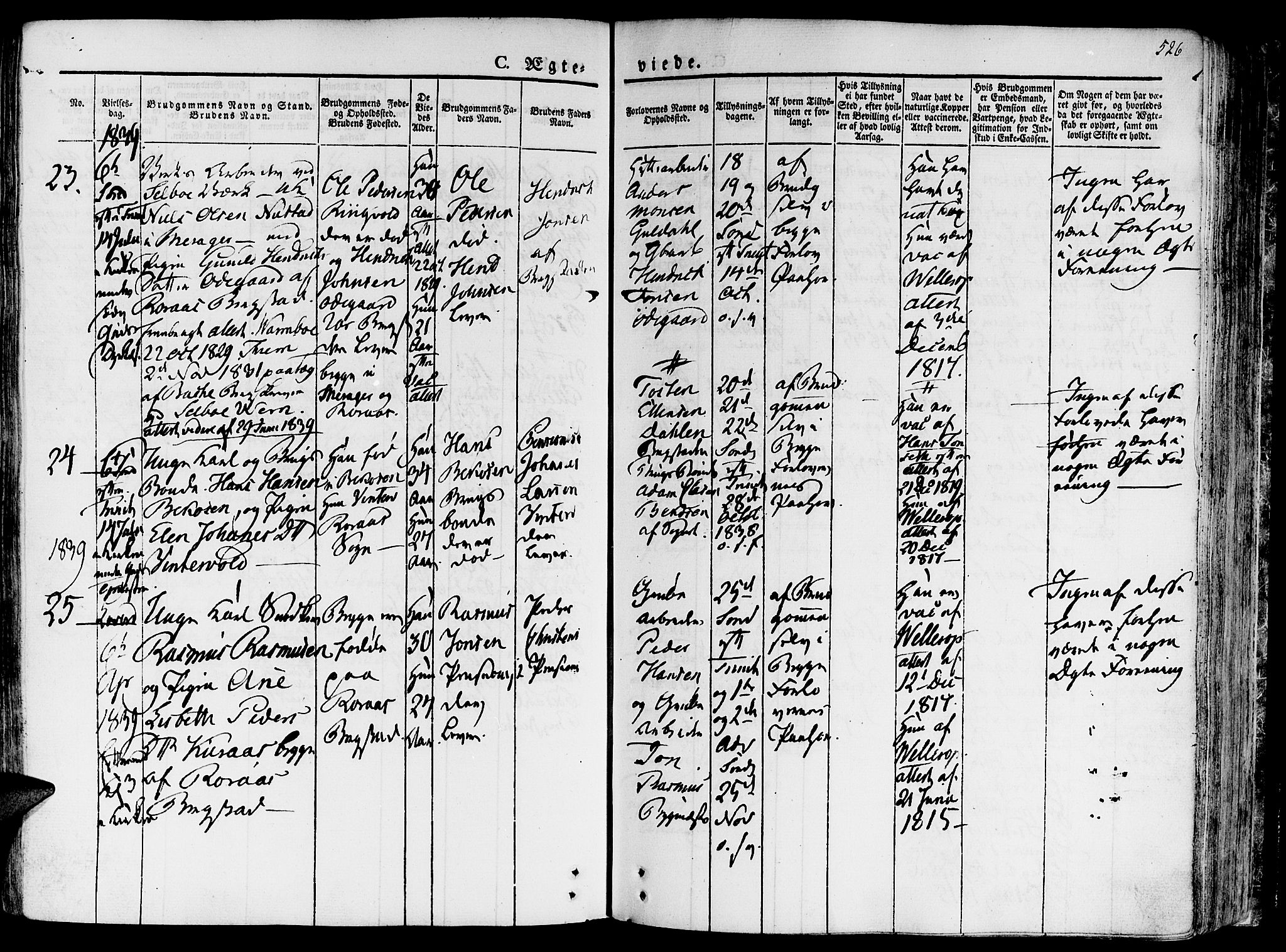 Ministerialprotokoller, klokkerbøker og fødselsregistre - Sør-Trøndelag, SAT/A-1456/681/L0930: Parish register (official) no. 681A08, 1829-1844, p. 526