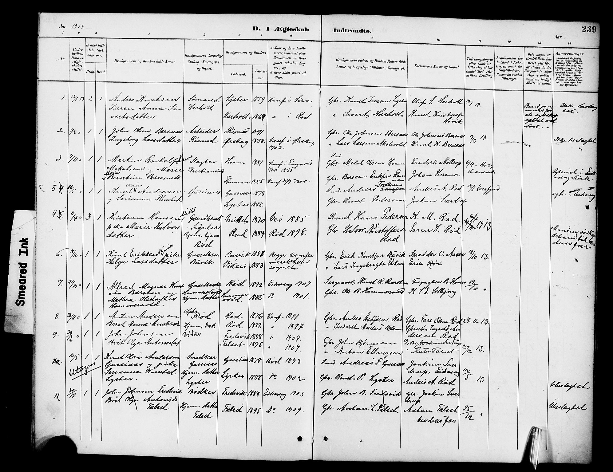 Ministerialprotokoller, klokkerbøker og fødselsregistre - Møre og Romsdal, SAT/A-1454/551/L0632: Parish register (copy) no. 551C04, 1894-1920, p. 239