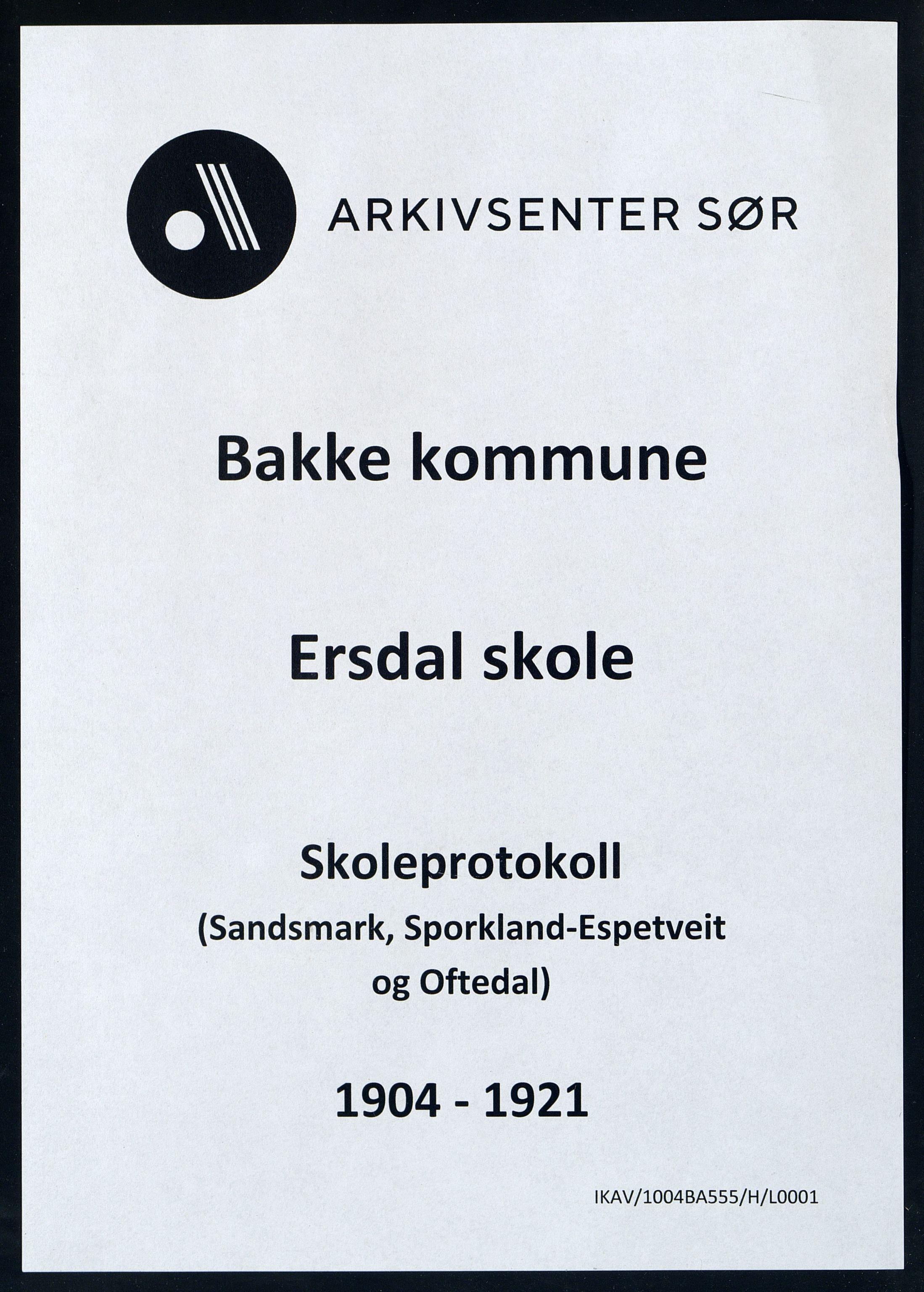 Bakke kommune - Ersdal Skole, ARKSOR/1004BA555/H/L0001: Skoleprotokoll, 1904-1921