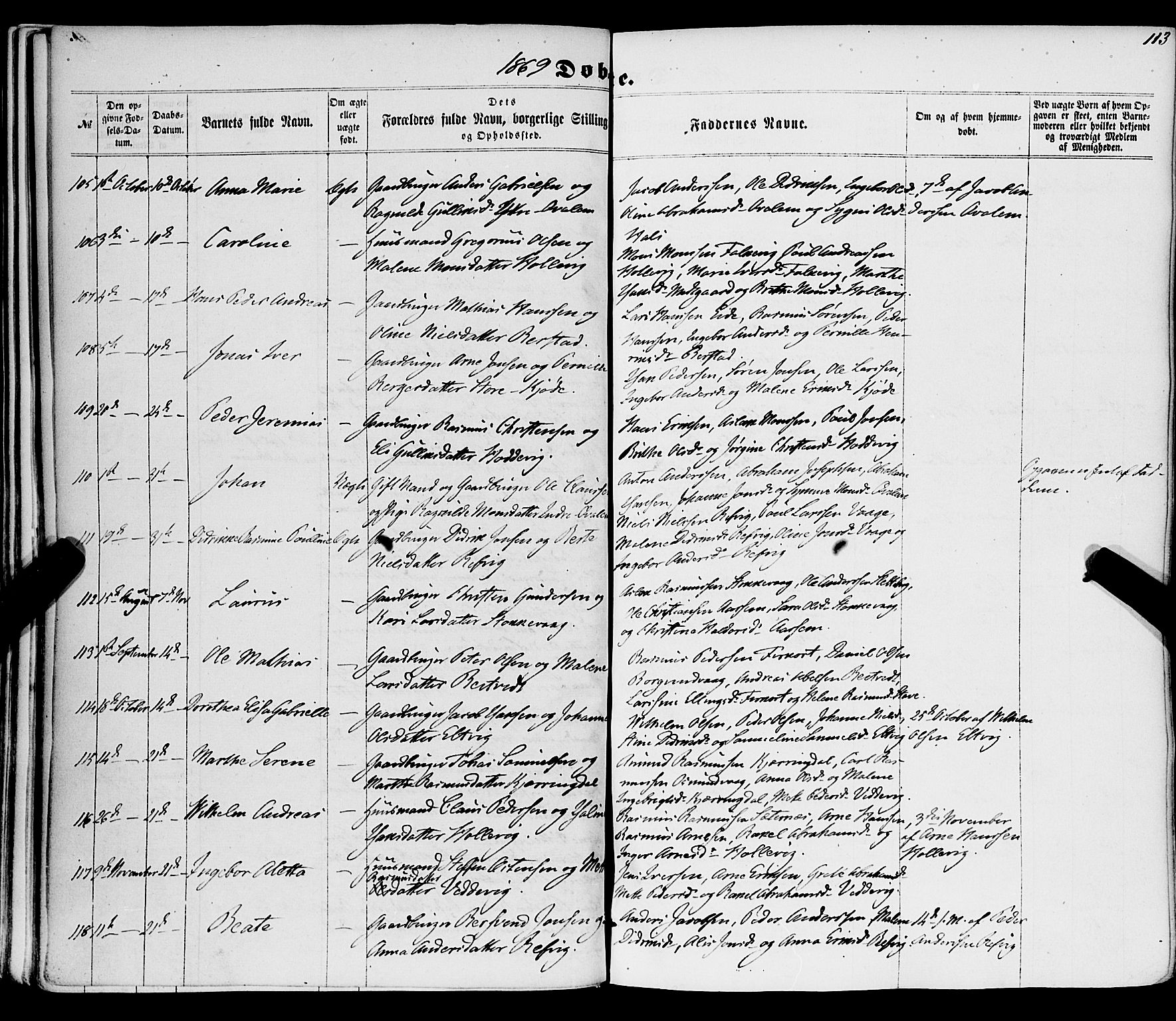 Selje sokneprestembete, AV/SAB-A-99938/H/Ha/Haa/Haaa: Parish register (official) no. A 11, 1858-1870, p. 113
