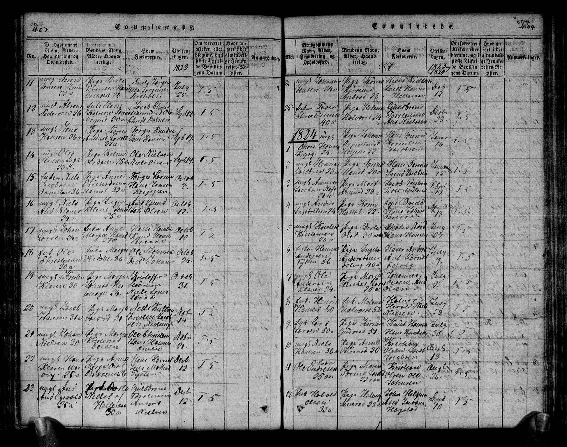 Brunlanes kirkebøker, SAKO/A-342/G/Ga/L0001: Parish register (copy) no. I 1, 1814-1834, p. 403-404