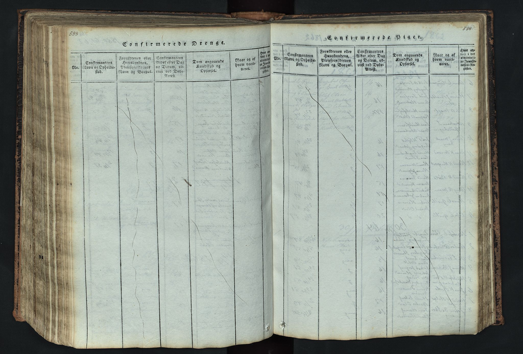 Kvikne prestekontor, SAH/PREST-064/H/Ha/Hab/L0001: Parish register (copy) no. 1, 1815-1895, p. 533-534