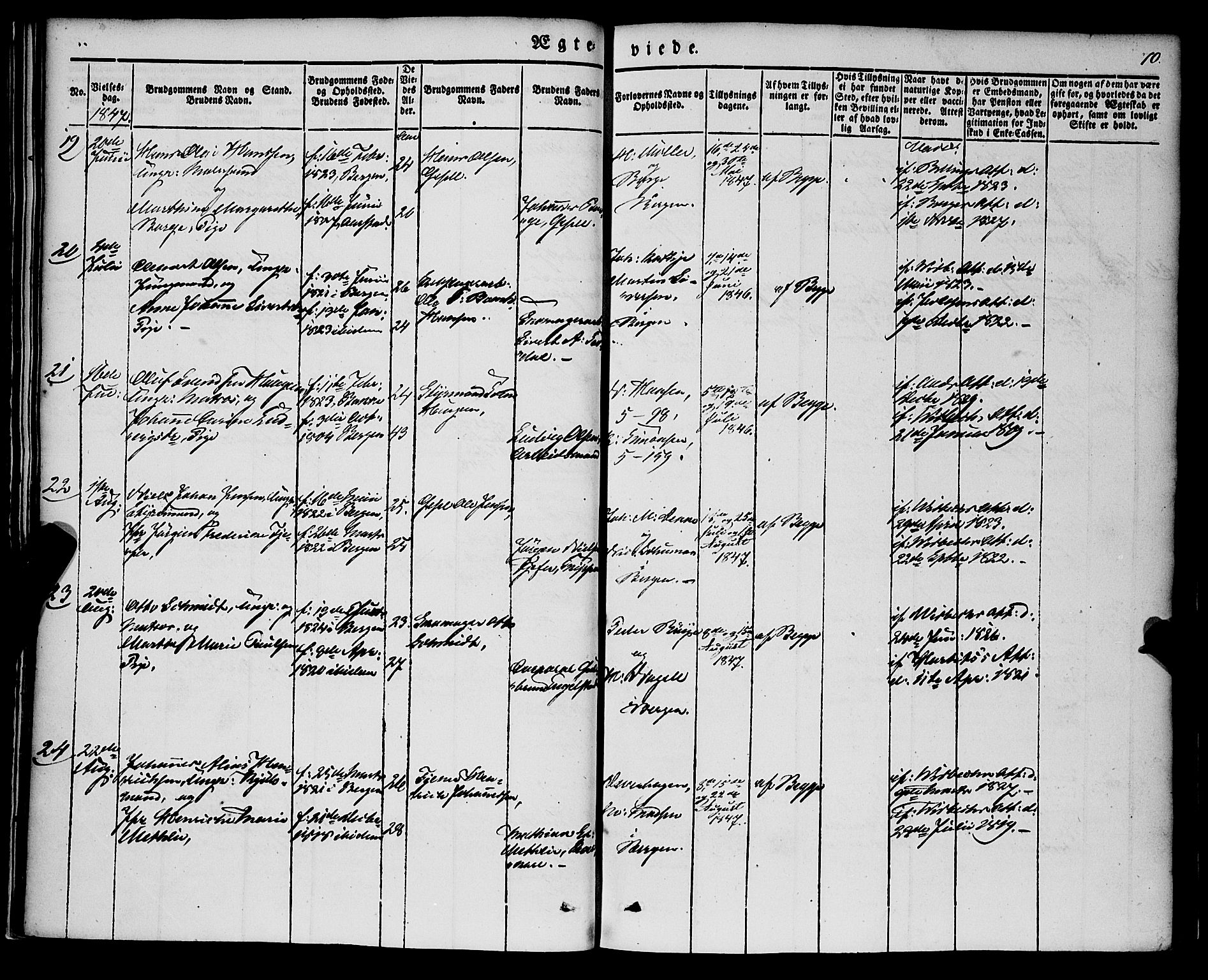 Nykirken Sokneprestembete, AV/SAB-A-77101/H/Haa/L0031: Parish register (official) no. D 1, 1834-1861, p. 70