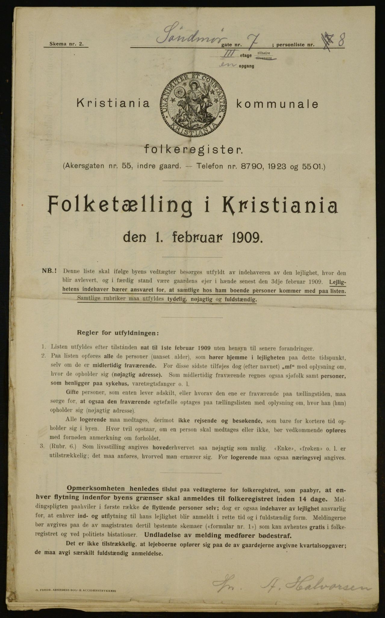 OBA, Municipal Census 1909 for Kristiania, 1909, p. 94737