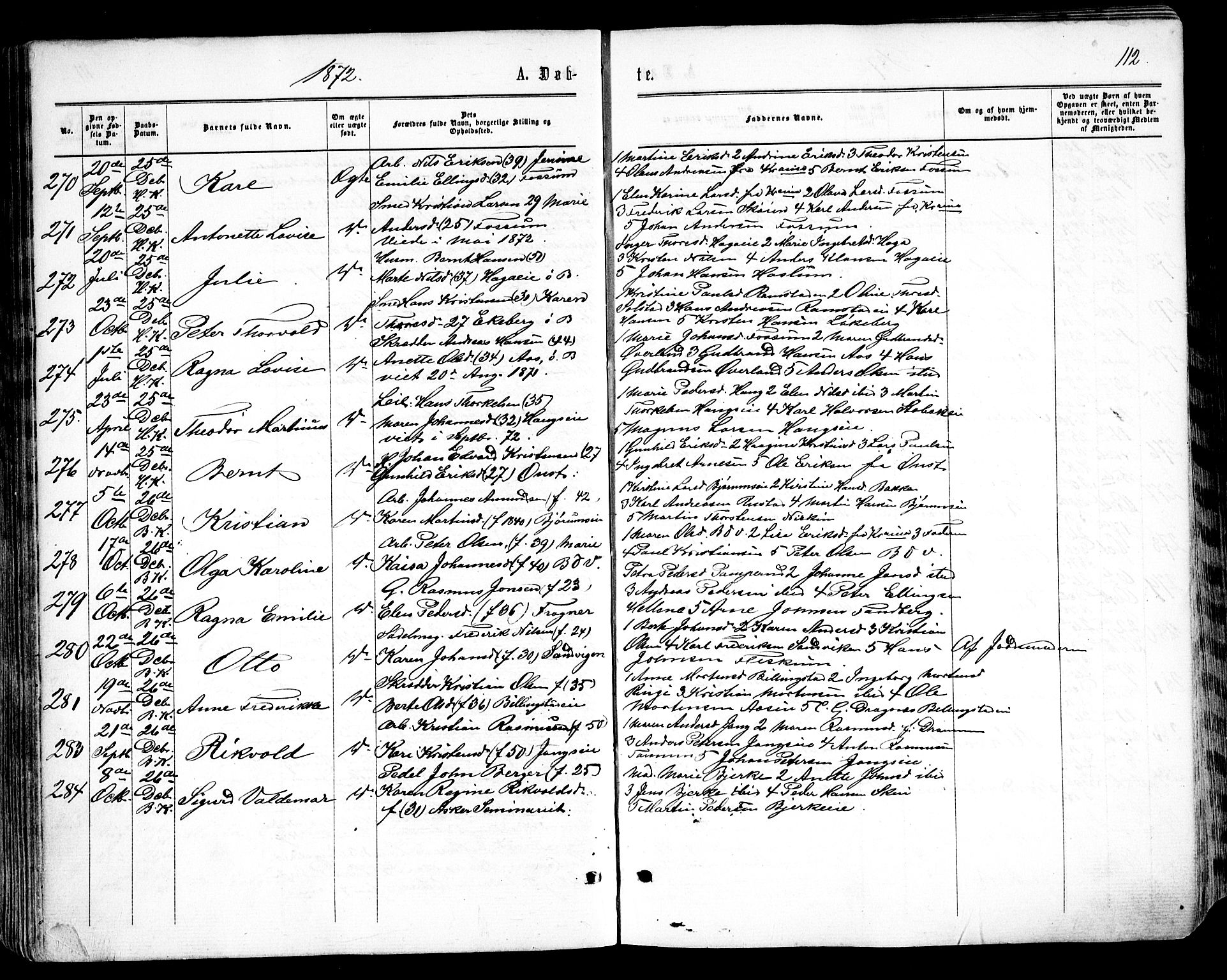 Asker prestekontor Kirkebøker, SAO/A-10256a/F/Fa/L0008: Parish register (official) no. I 8, 1865-1878, p. 112