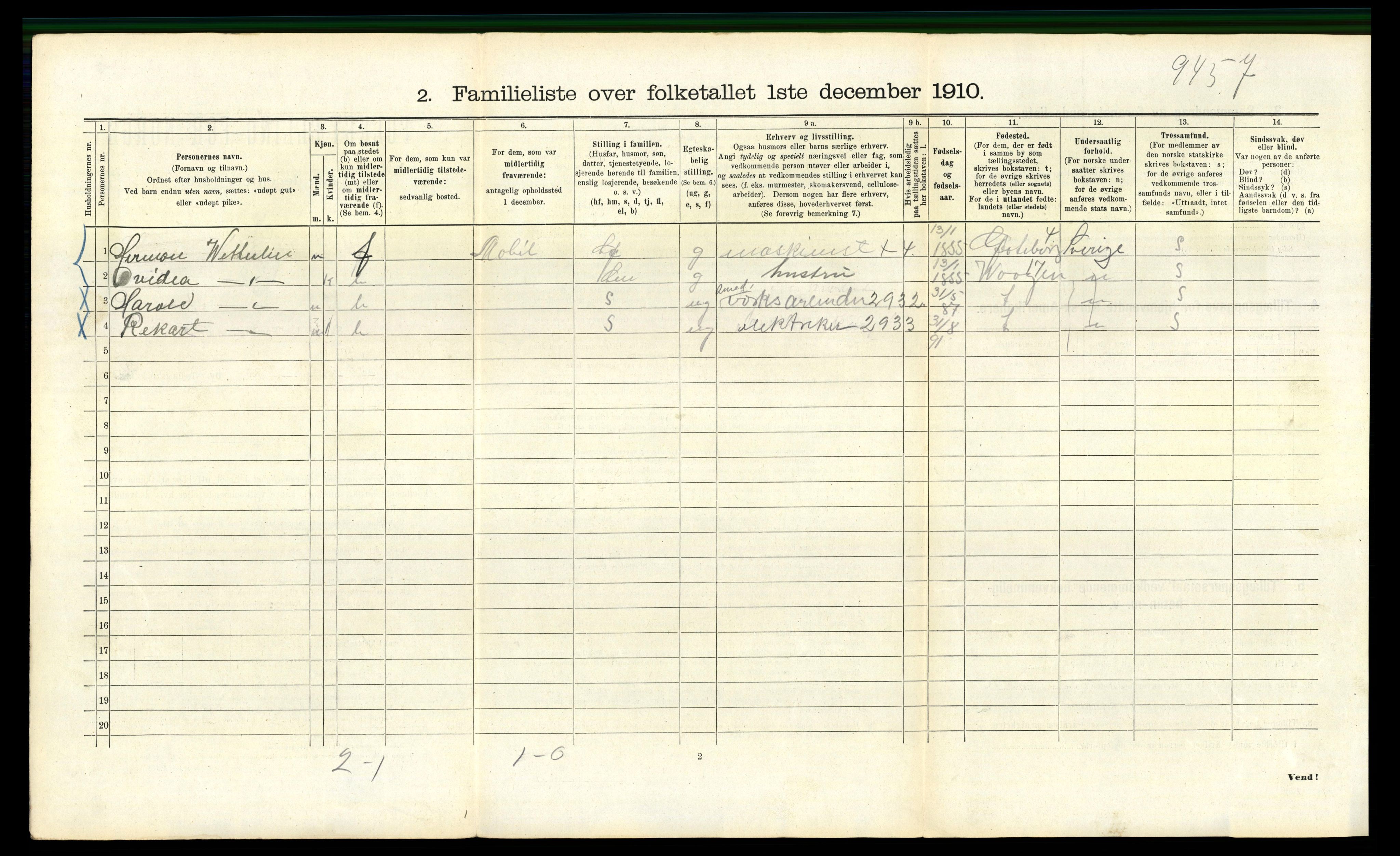 RA, 1910 census for Bergen, 1910, p. 39624