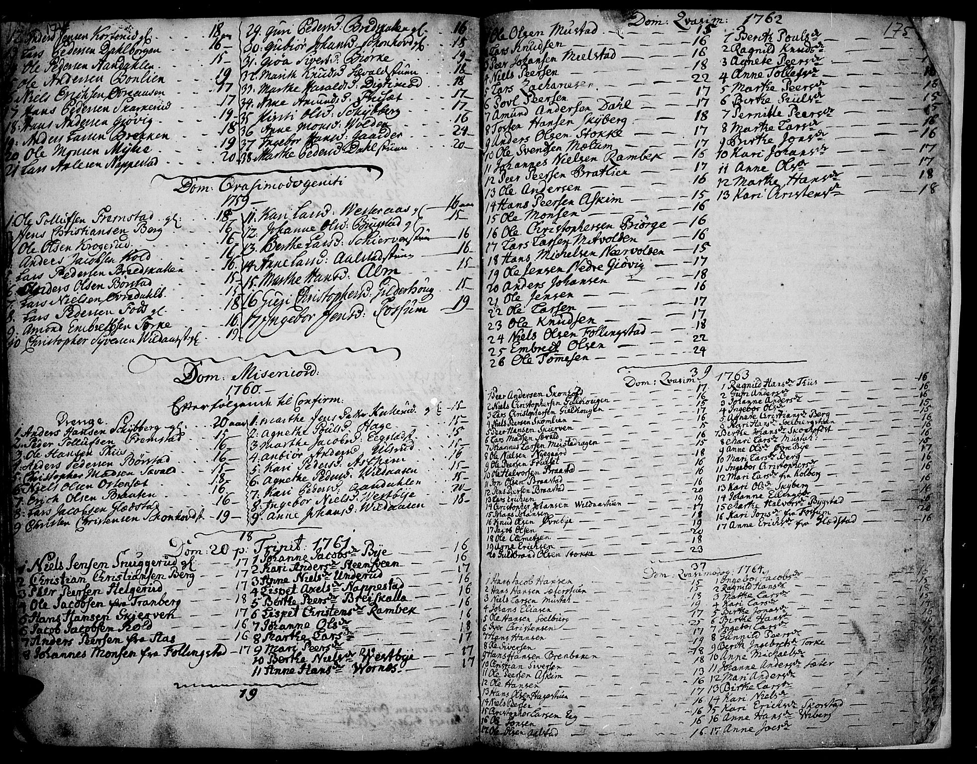 Vardal prestekontor, SAH/PREST-100/H/Ha/Haa/L0002: Parish register (official) no. 2, 1748-1776, p. 174-175