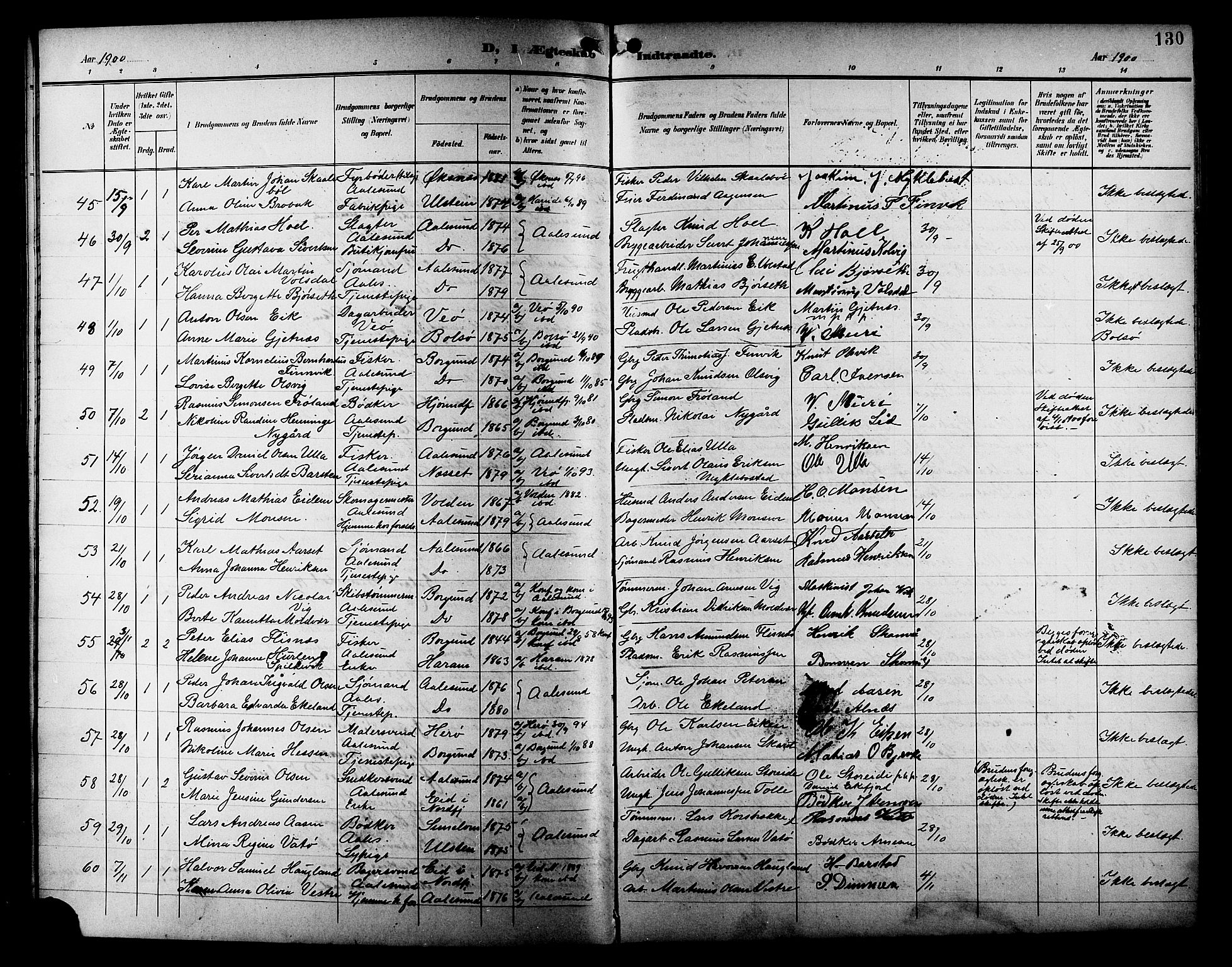 Ministerialprotokoller, klokkerbøker og fødselsregistre - Møre og Romsdal, AV/SAT-A-1454/529/L0469: Parish register (copy) no. 529C06, 1898-1906, p. 130