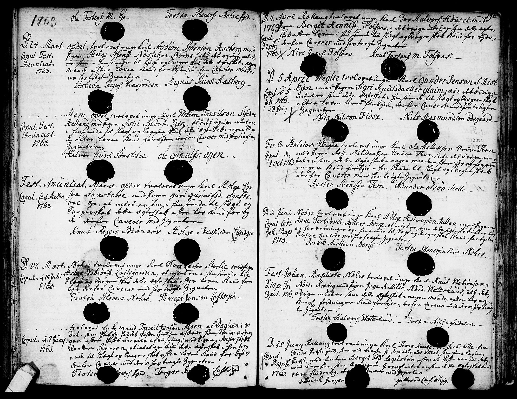 Rollag kirkebøker, SAKO/A-240/F/Fa/L0003: Parish register (official) no. I 3, 1743-1778, p. 196