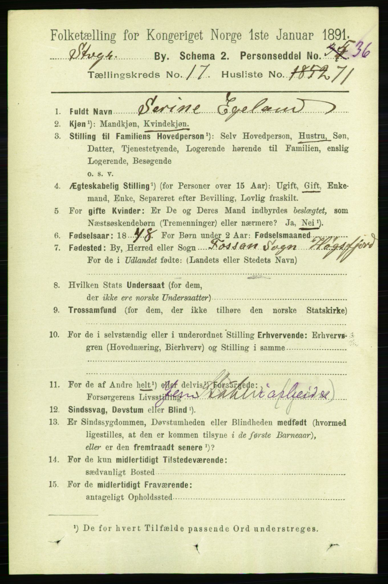 RA, 1891 census for 1103 Stavanger, 1891, p. 20732