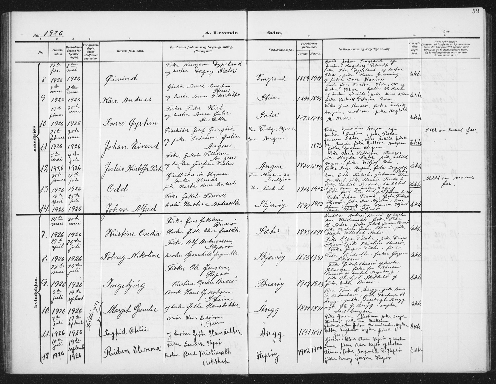 Ministerialprotokoller, klokkerbøker og fødselsregistre - Sør-Trøndelag, SAT/A-1456/658/L0727: Parish register (copy) no. 658C03, 1909-1935, p. 59