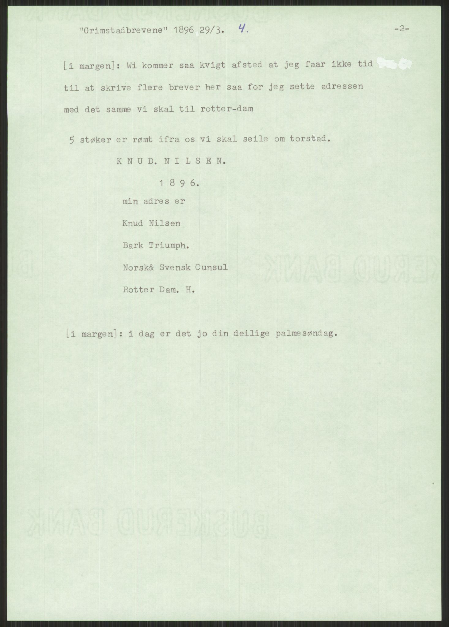 Samlinger til kildeutgivelse, Amerikabrevene, AV/RA-EA-4057/F/L0025: Innlån fra Aust-Agder: Aust-Agder-Arkivet, Grimstadbrevene, 1838-1914, p. 41