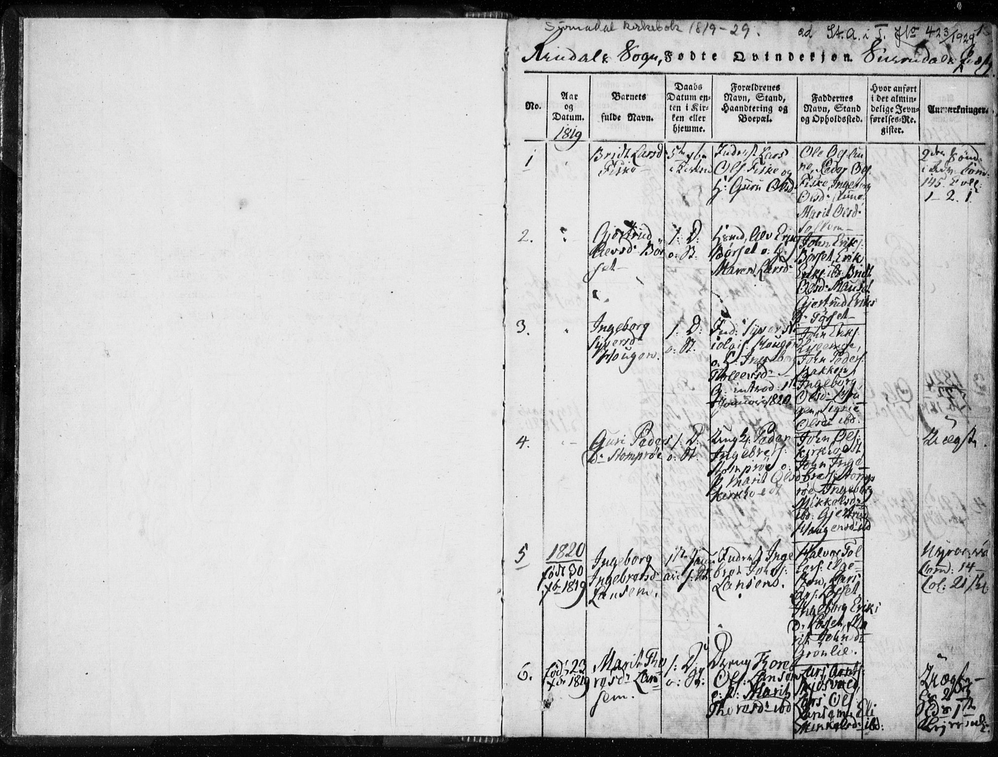Ministerialprotokoller, klokkerbøker og fødselsregistre - Møre og Romsdal, SAT/A-1454/595/L1041: Parish register (official) no. 595A03, 1819-1829, p. 0-1