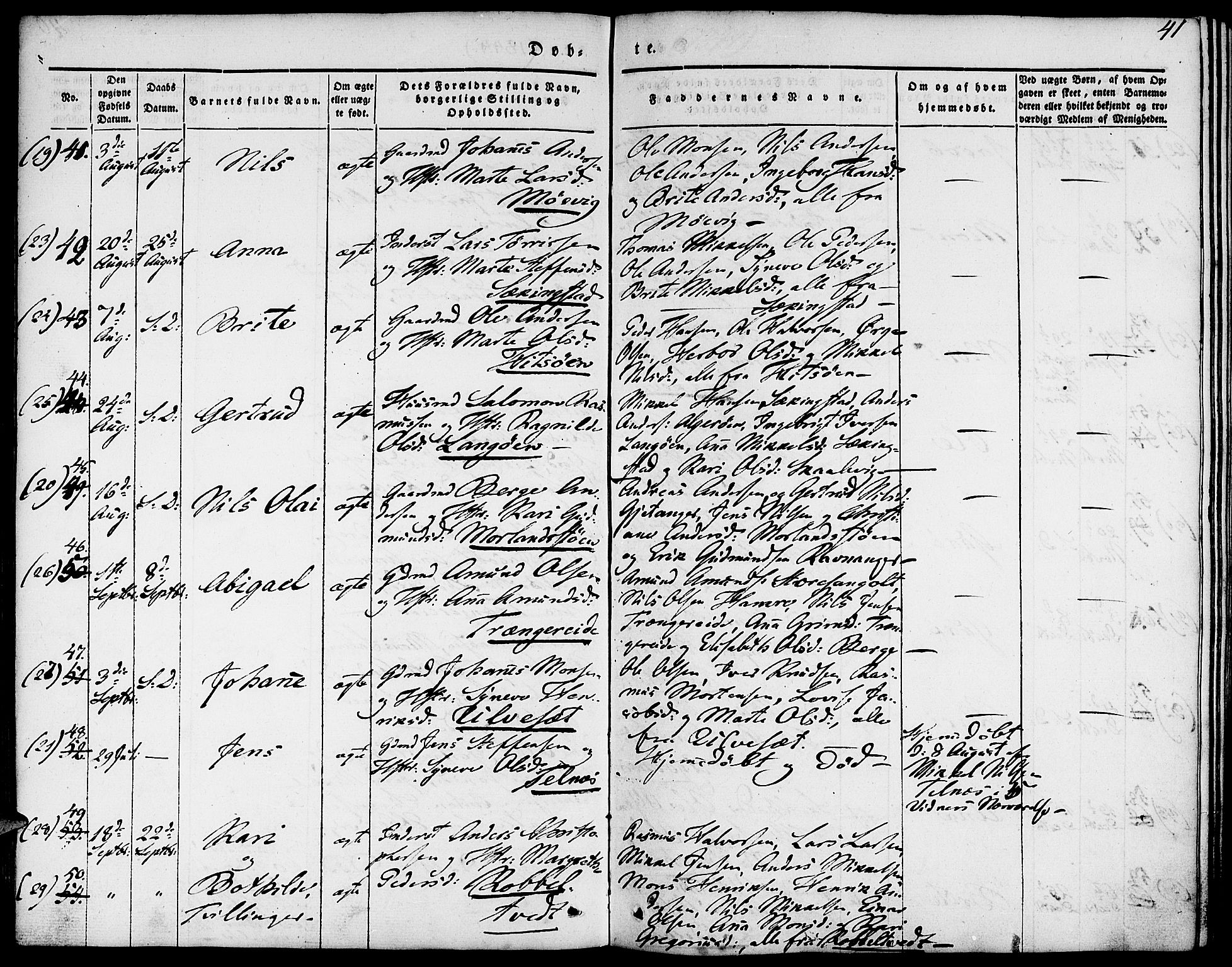 Fjell sokneprestembete, AV/SAB-A-75301/H/Haa: Parish register (official) no. A 1, 1835-1850, p. 41