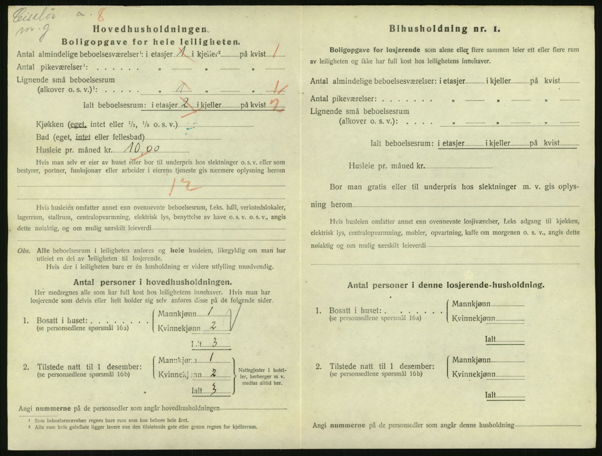 SAH, 1920 census for Lillehammer, 1920, p. 1509