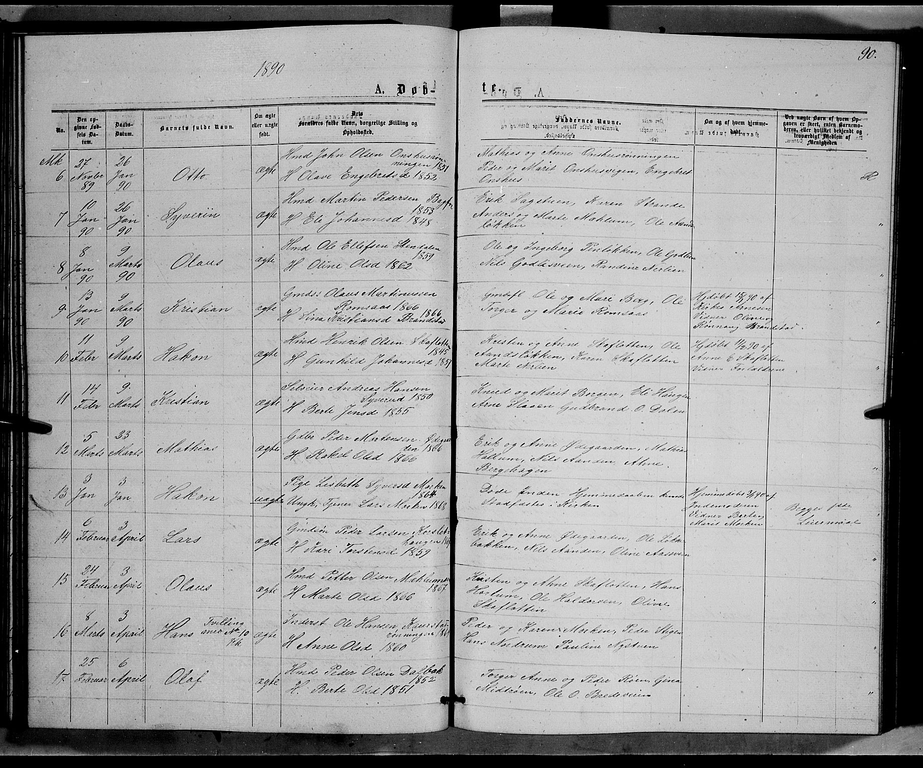 Ringebu prestekontor, SAH/PREST-082/H/Ha/Hab/L0006: Parish register (copy) no. 6, 1880-1898, p. 90