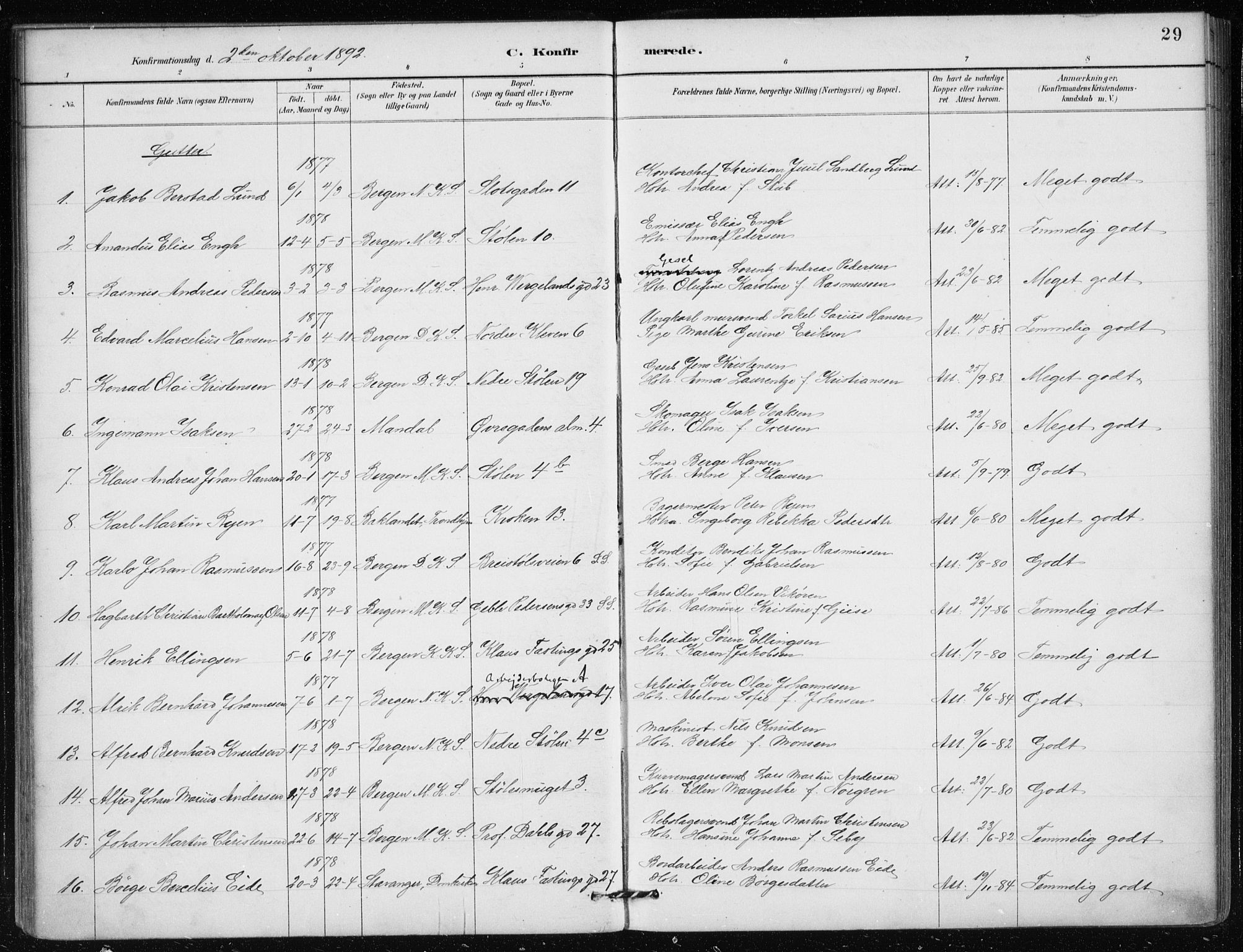 Mariakirken Sokneprestembete, AV/SAB-A-76901/H/Haa/L0013: Parish register (official) no. C 1, 1889-1900, p. 29