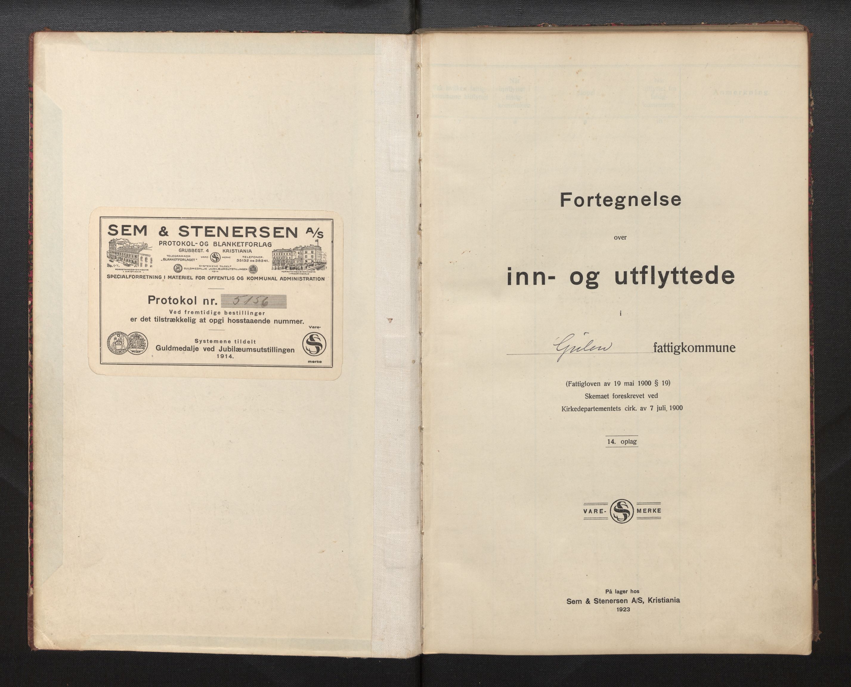 Lensmannen i Gulen, AV/SAB-A-27901/0020/L0003: Protokoll for inn- og utflytte, 1926-1943