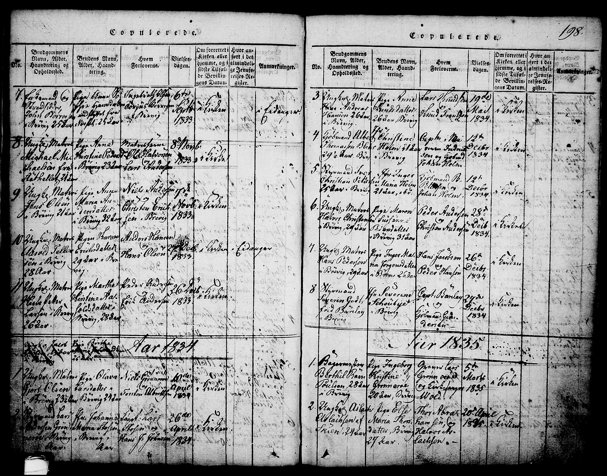 Brevik kirkebøker, AV/SAKO-A-255/G/Ga/L0001: Parish register (copy) no. 1, 1814-1845, p. 198