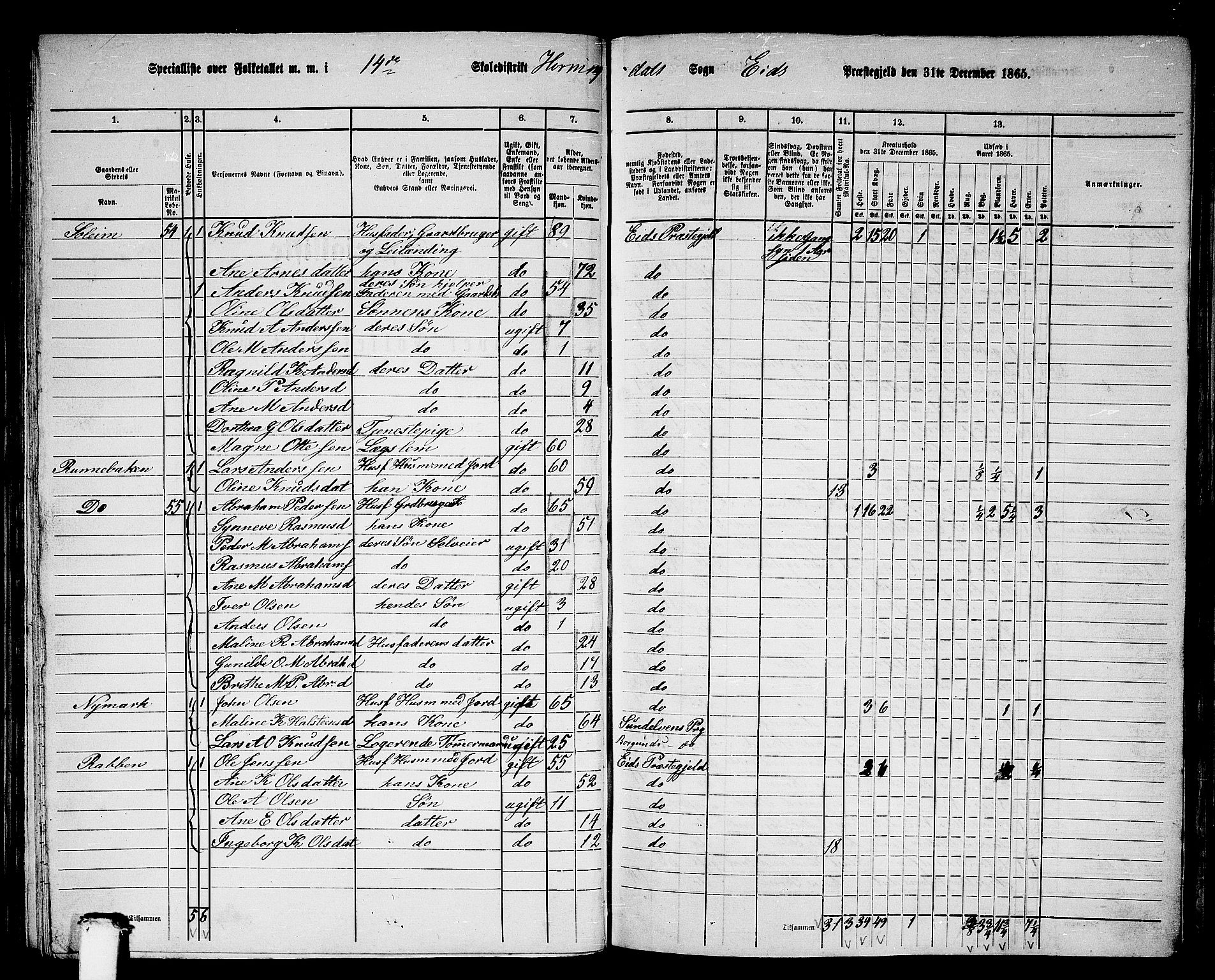 RA, 1865 census for Eid, 1865, p. 87