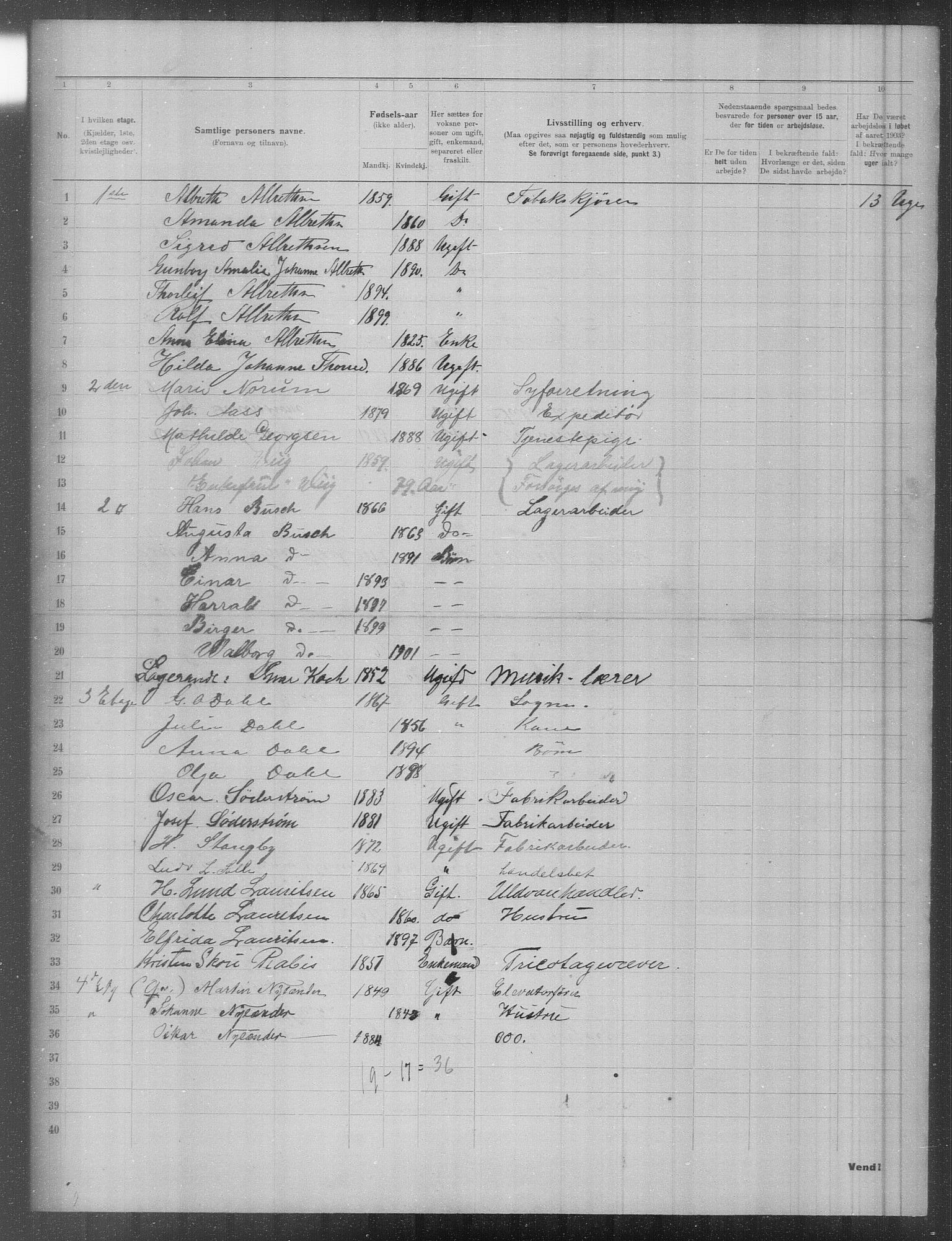 OBA, Municipal Census 1903 for Kristiania, 1903, p. 1064