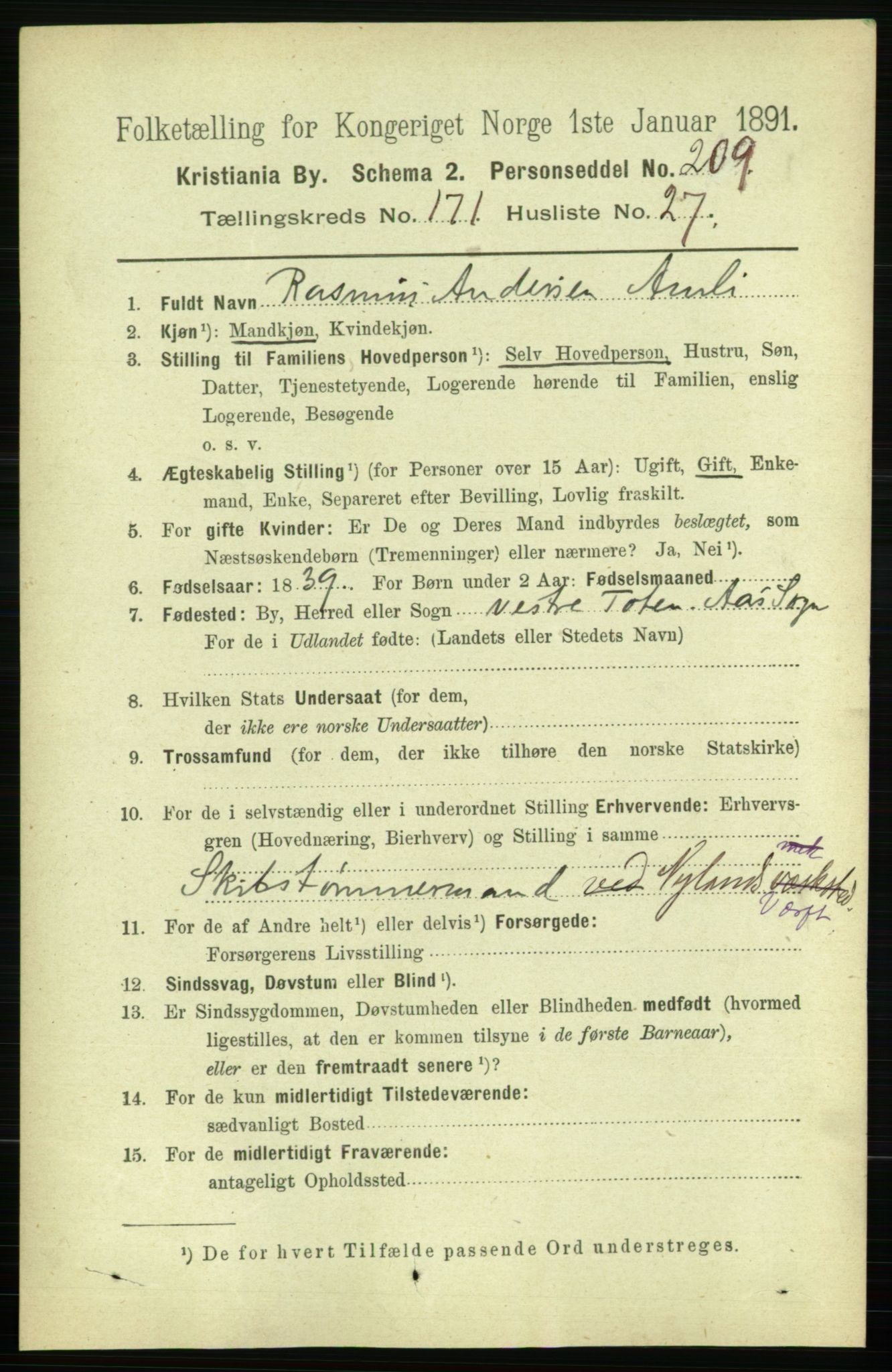 RA, 1891 census for 0301 Kristiania, 1891, p. 101446