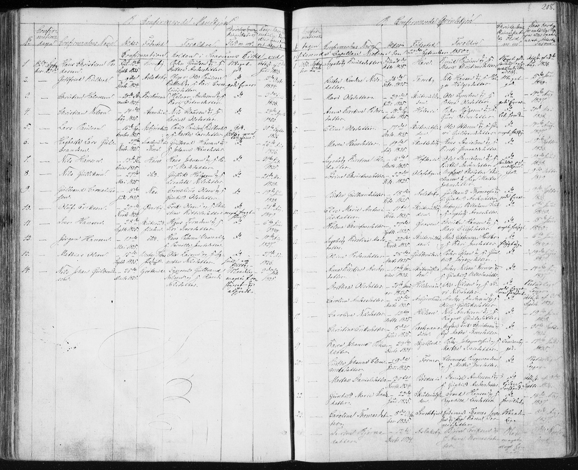 Modum kirkebøker, AV/SAKO-A-234/F/Fa/L0007: Parish register (official) no. 7, 1841-1850, p. 208